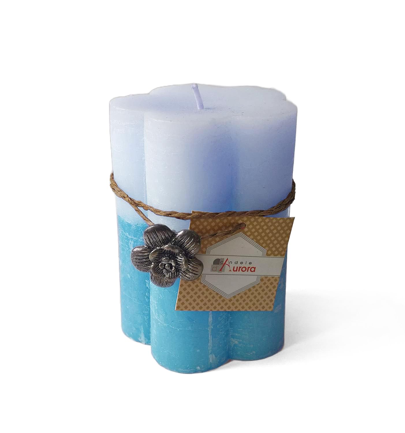Aurora Janet Cero Flower Shaped Blue Wax Candle - 7.5 x 7.5 x 10.2 cm - Perfect for Home Decor, Romantic Dinners & Relaxation