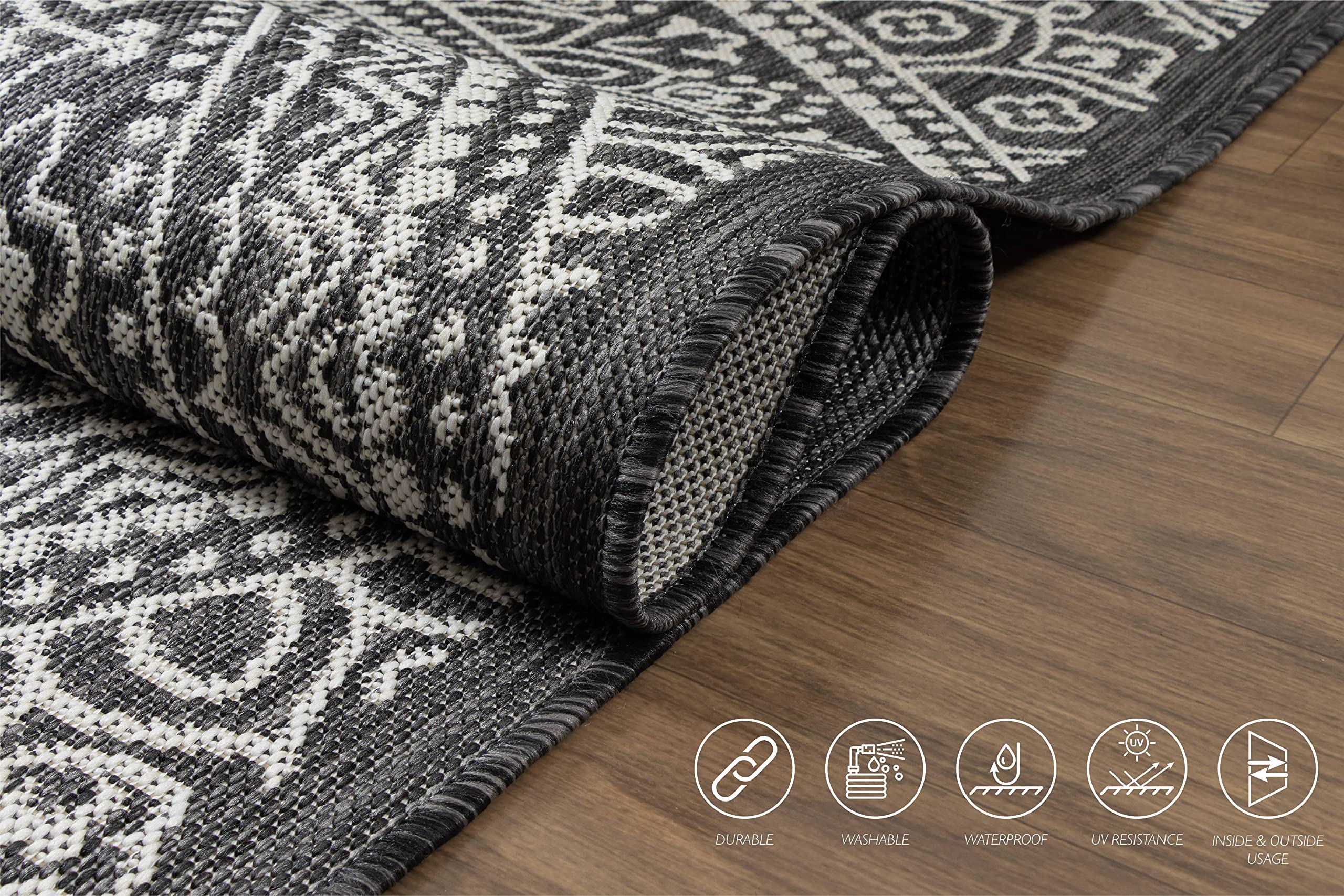 Adiva Rugs Indoor Outdoor Area Rug - Weatherproof, Stain Resistant & Easy to Clean - 7'10