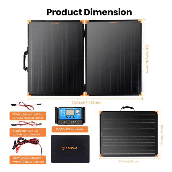 FlexSolar G200 200W Portable Foldable Solar Panel Kit with Charge Controller - Perfect for Camping, RV, Off-Grid Power & Emergency Backup