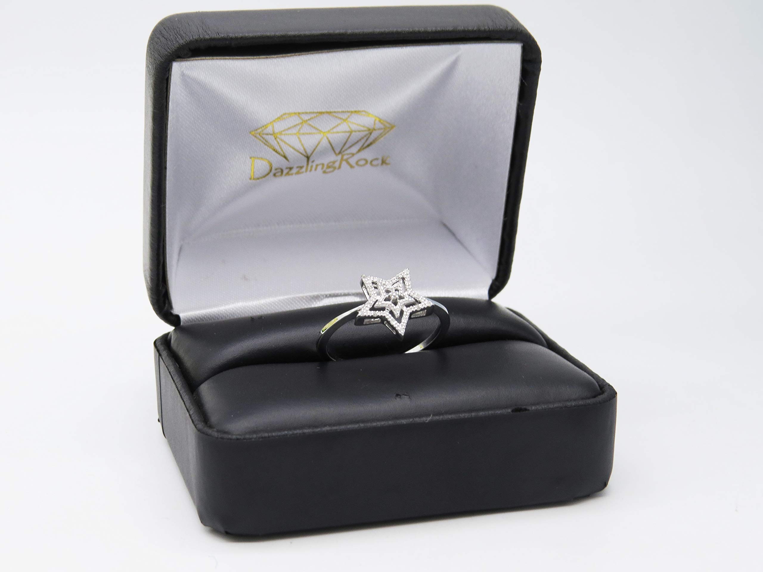 Dazzlingrock 10kt White Gold Women's Round Diamond Star Ring - 1/20 CTW Sparkling Jewelry for Anniversary, Engagement & Gift Giving