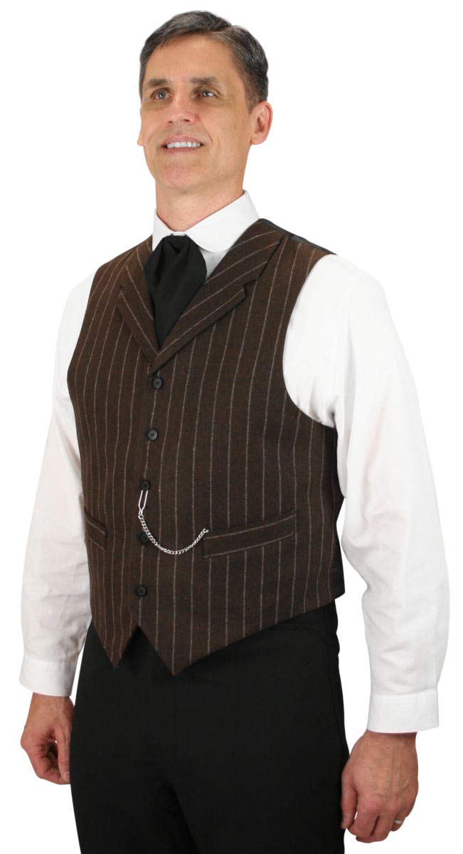Men's Wool Blend Pinstripe Formal Suit Vest - Victorian Edwardian Tuxedo Waistcoat for Weddings & Historical Reenactments | Historical Emporium