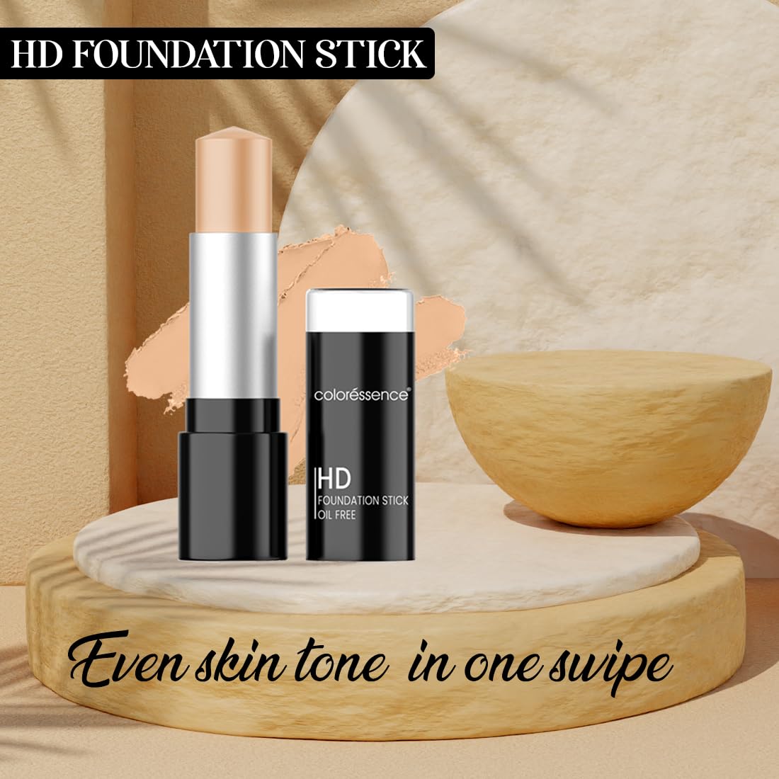 Coloressence HD Foundation Stick - Oil-Free, SPF 15, FS-1 Shade, 14g | Full Coverage Makeup for Flawless Skin | Perfect for Daily Wear & Photography