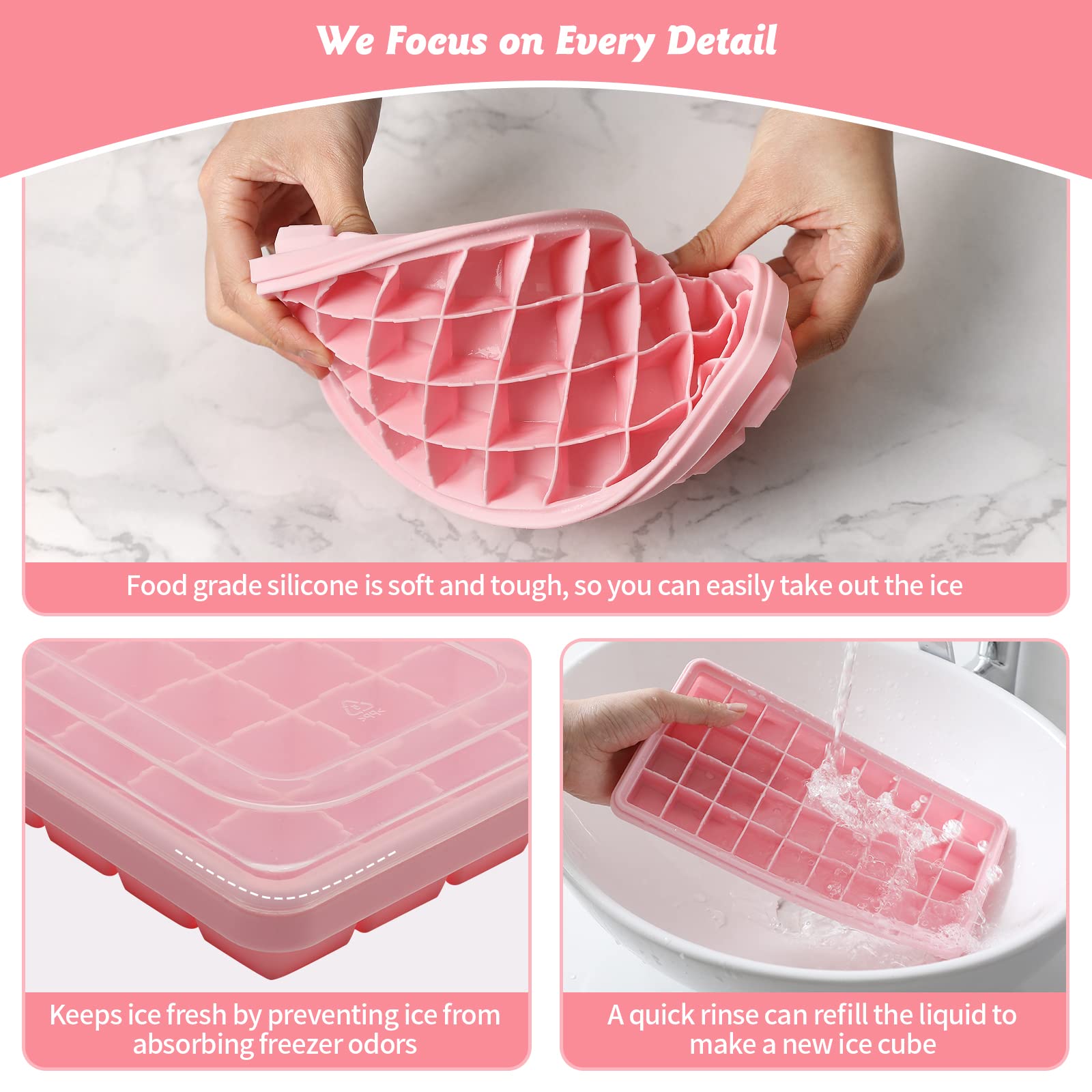 Premium Food-Grade Silicone Ice Cube Tray Set with Lid & Storage Bin - 2 Pack Small Nugget Ice Molds (72 Cubes) + Ice Bucket & Scoop - BPA-Free, Flexible & Easy Release for Cocktails, Smoothies & Beverages - Perfect for Home Bars, Parties & Kitchen Use