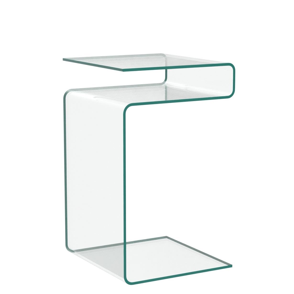 Modern S-Shaped Nightstand with Glass Top & Storage Shelves - Stylish Bedside Table for Bedroom, Compact End Table for Living Room - Perfect for Small Spaces, Apartments & Dorm Rooms