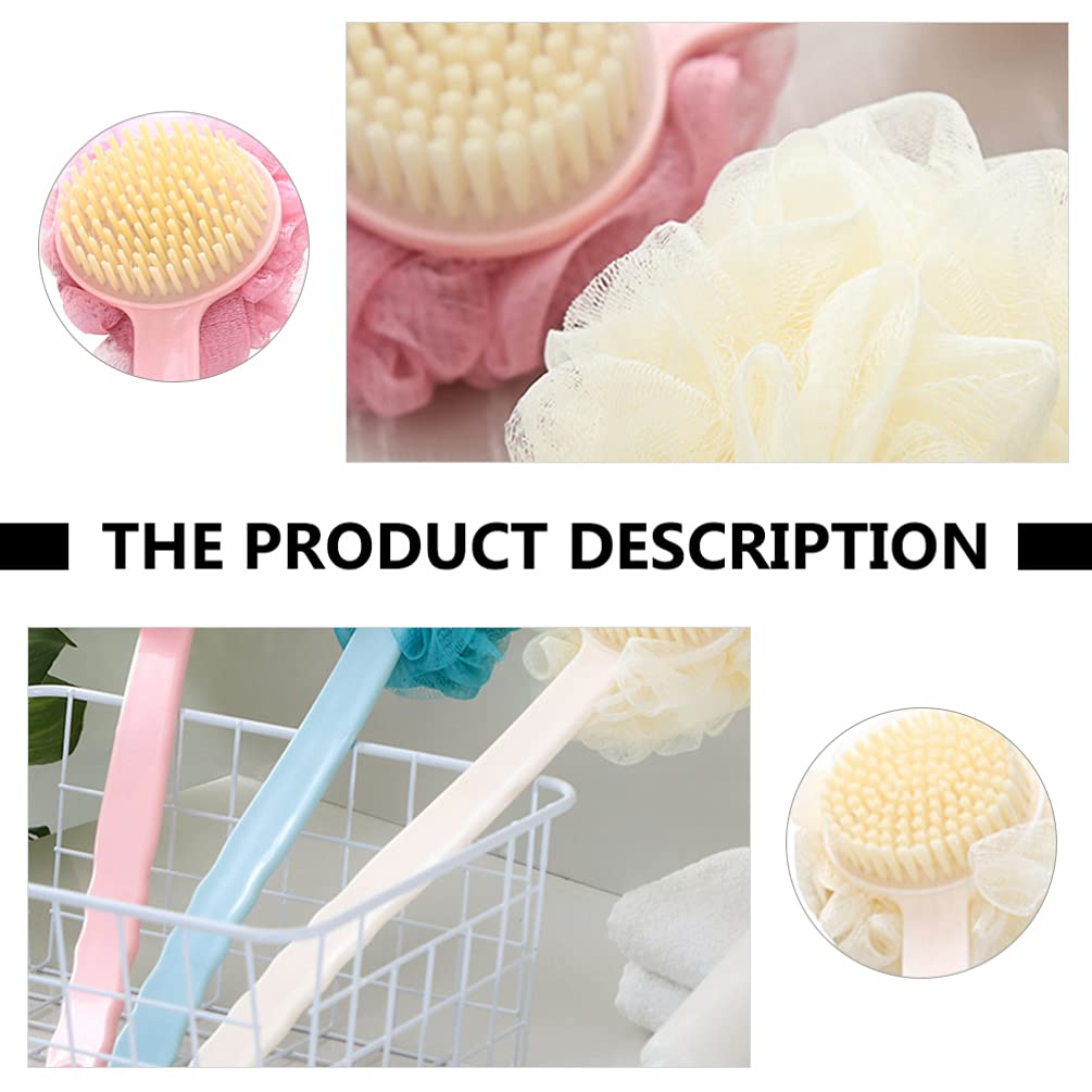 Healifty 2-Pack Long Handle Back Scrubber Brush - Exfoliating Bath & Shower Brush with Soft Bristles for Deep Cleaning, Foot Scrubber & Body Wash Sponge - Perfect for Wet or Dry Skin Exfoliation in Bathroom, Spa & Home Use
