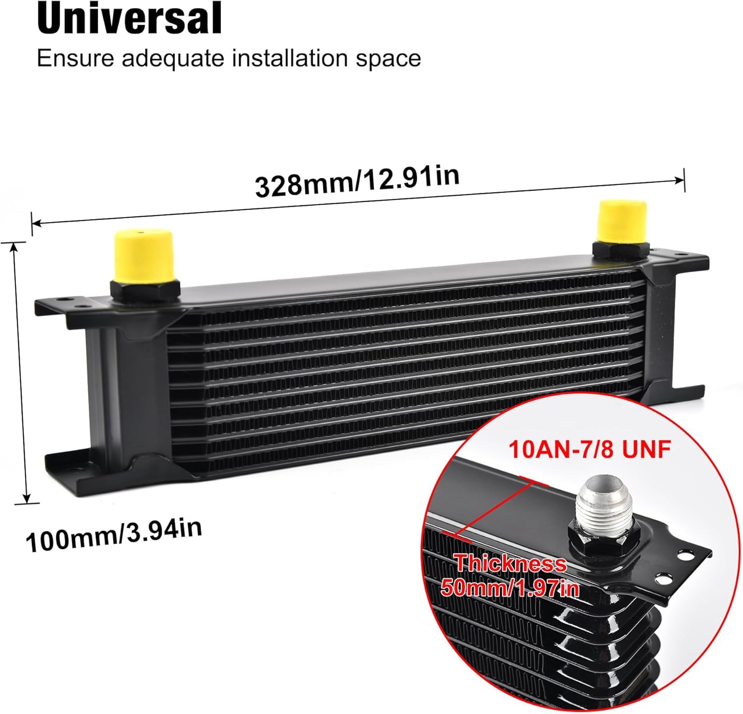 EVIL ENERGY 10-Row Universal Aluminum Oil Cooler Kit with 10AN Fittings - High Performance Transmission & Engine Cooler for Cars, Trucks, Motorcycles (Black) | Perfect for Racing, Off-Road & Heavy-Duty Applications