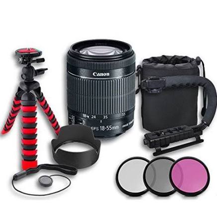 Canon EF-S 18-55mm f/3.5-5.6 IS II DSLR Lens Kit with Tulip Lens Hood, Lens Bag, 3-PC Filter Set, Tripod & Scorpion Grip - Perfect for Travel Photography, Vlogging & Everyday Shooting
