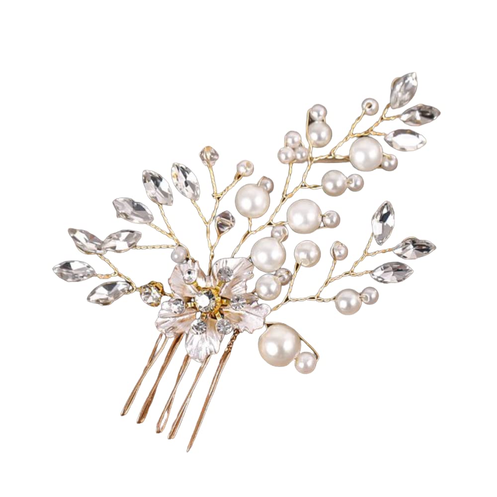 HAIRZKING Crystal Bridal Hair Comb with Pearls - Handmade Wedding Hair Clip & Headpiece for Women | Perfect for Brides, Prom, and Formal Events