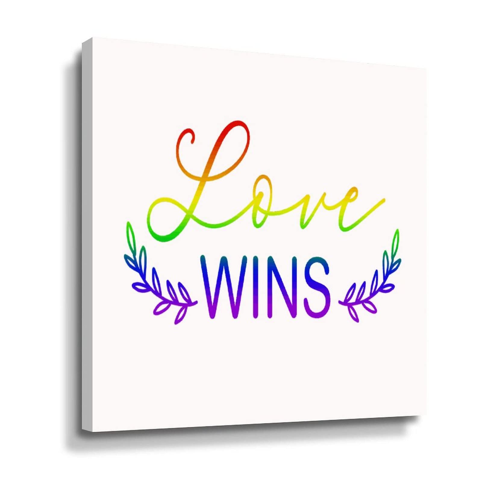 Elvoes Rainbow Pride Canvas Wall Art - 16x16 Inch LGBT Wall Decor for Kitchen, Office, Bedroom & Bathroom - Love Wins Painting for Pride Parade, Same Sex & Lesbian Gifts - Perfect for Home Decor & LGBTQ+ Celebrations