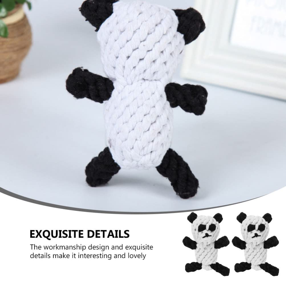 2 Pack Panda Shaped Dog Chew Toys - Durable Cotton Rope Chewing Toys for Small & Medium Dogs, Cat Teeth Cleaning Toy - Fun Interactive Pet Chew Toys for Puppies & Kittens - Perfect for Teething, Dental Care & Playtime