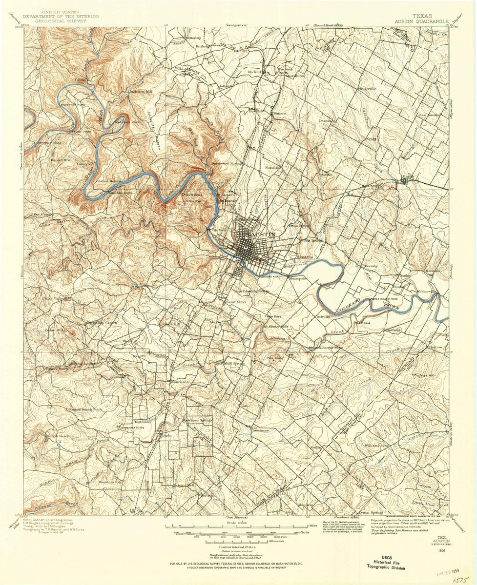 1896 Austin, TX USGS Historical Topographic Map - Vintage Wall Art Decor 44x55 Inches - Perfect for Home Office, Living Room & Gifts for History Lovers