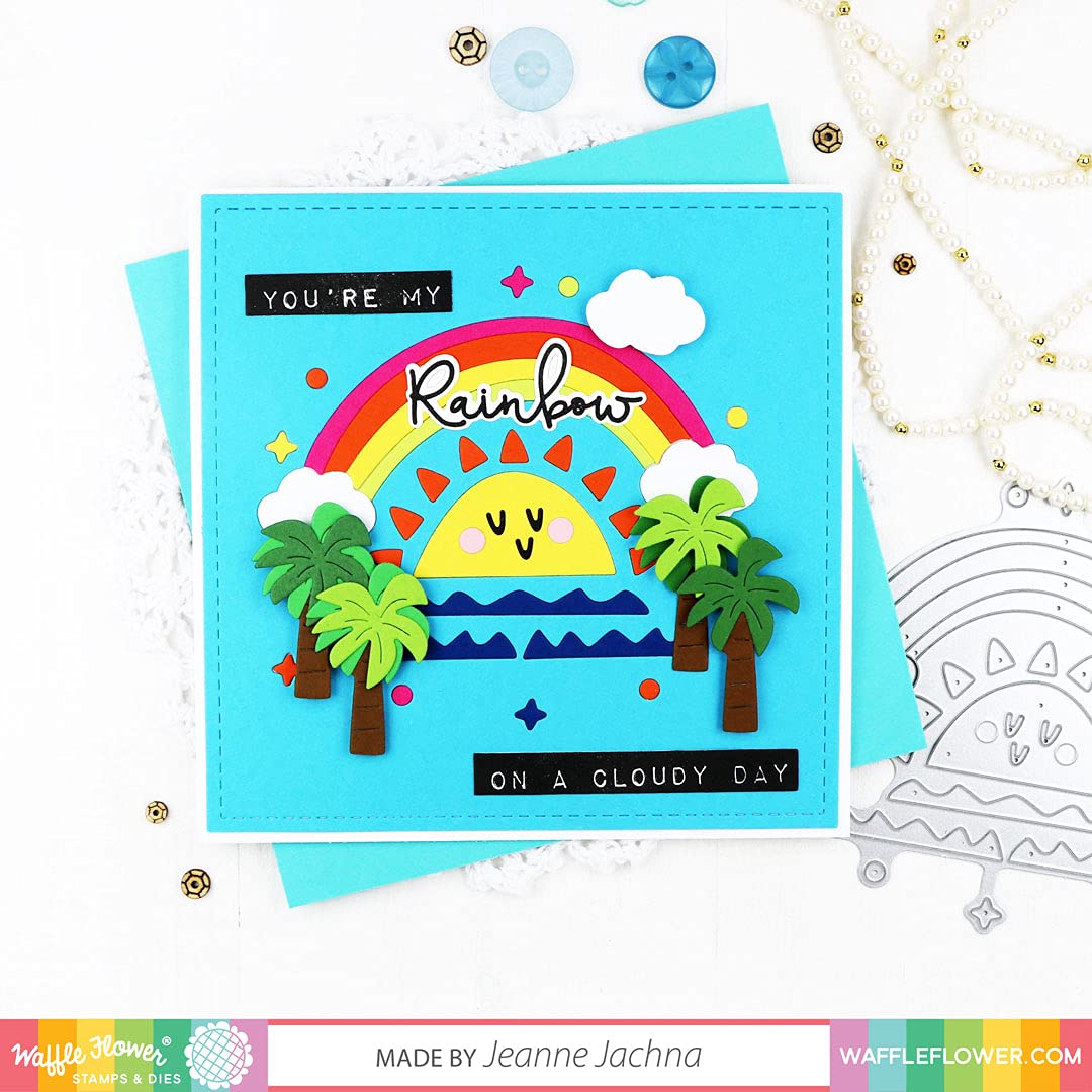Waffle Flower Labelmaker Rainbows Stamp Set - DIY Scrapbooking, Card Making & Journaling Supplies for Creative Projects
