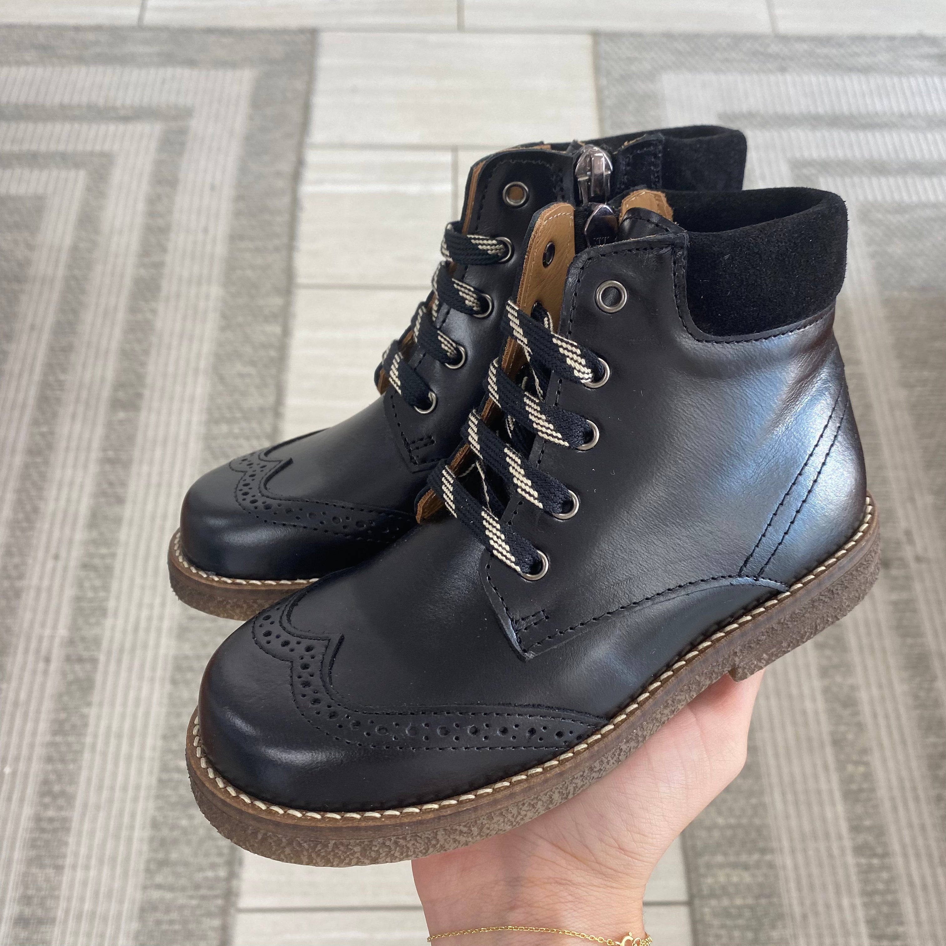 Stylish Black Wingtip Zipper Booties for Men - Comfortable Dress Shoes with Classic Brogue Design - Perfect for Business, Office & Formal Occasions
