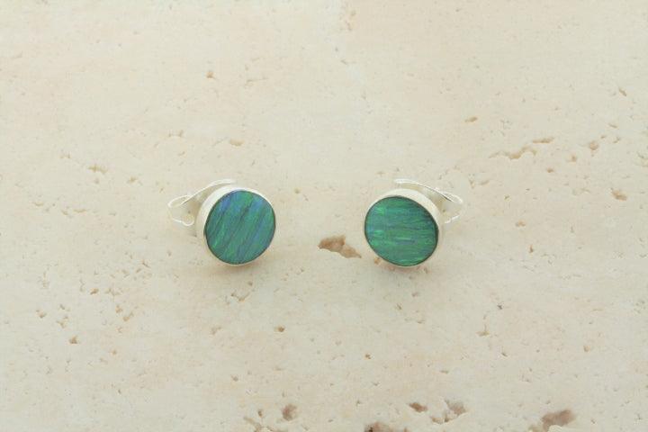 Opal Stud Earrings - Green Lime Circle Gemstone Jewelry for Women - Perfect for Casual Wear, Parties & Gifts