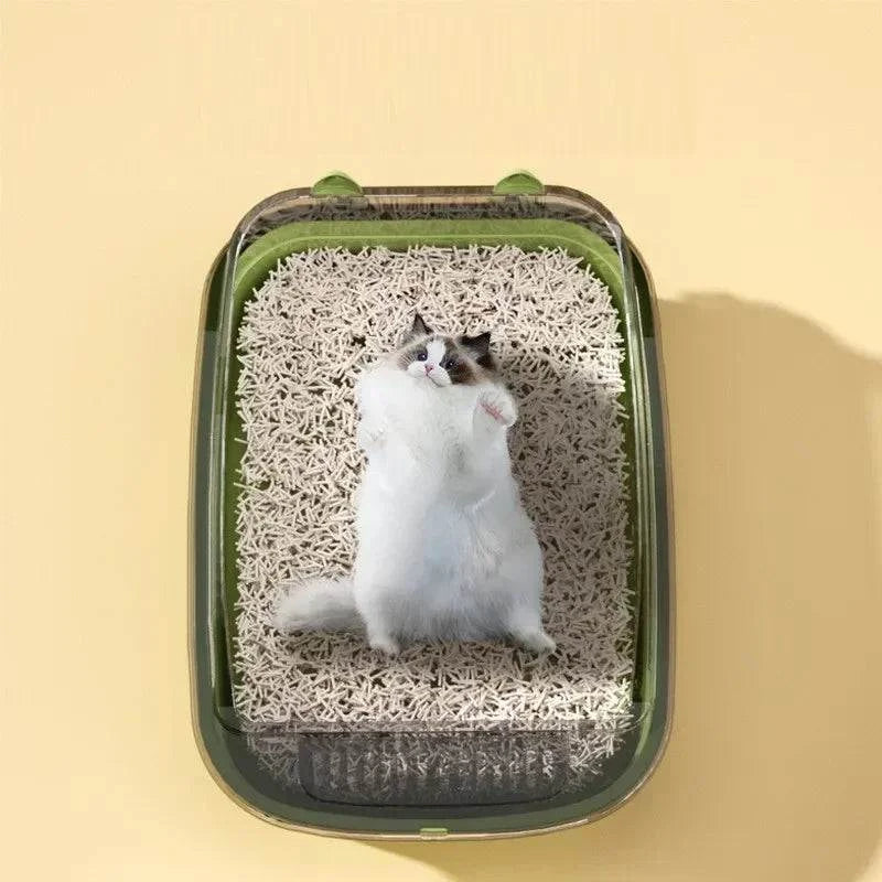 Semi-Enclosed Cat Litter Box with Odor Control - Privacy Hood for Indoor Cats - Perfect for Small Spaces & Apartments
