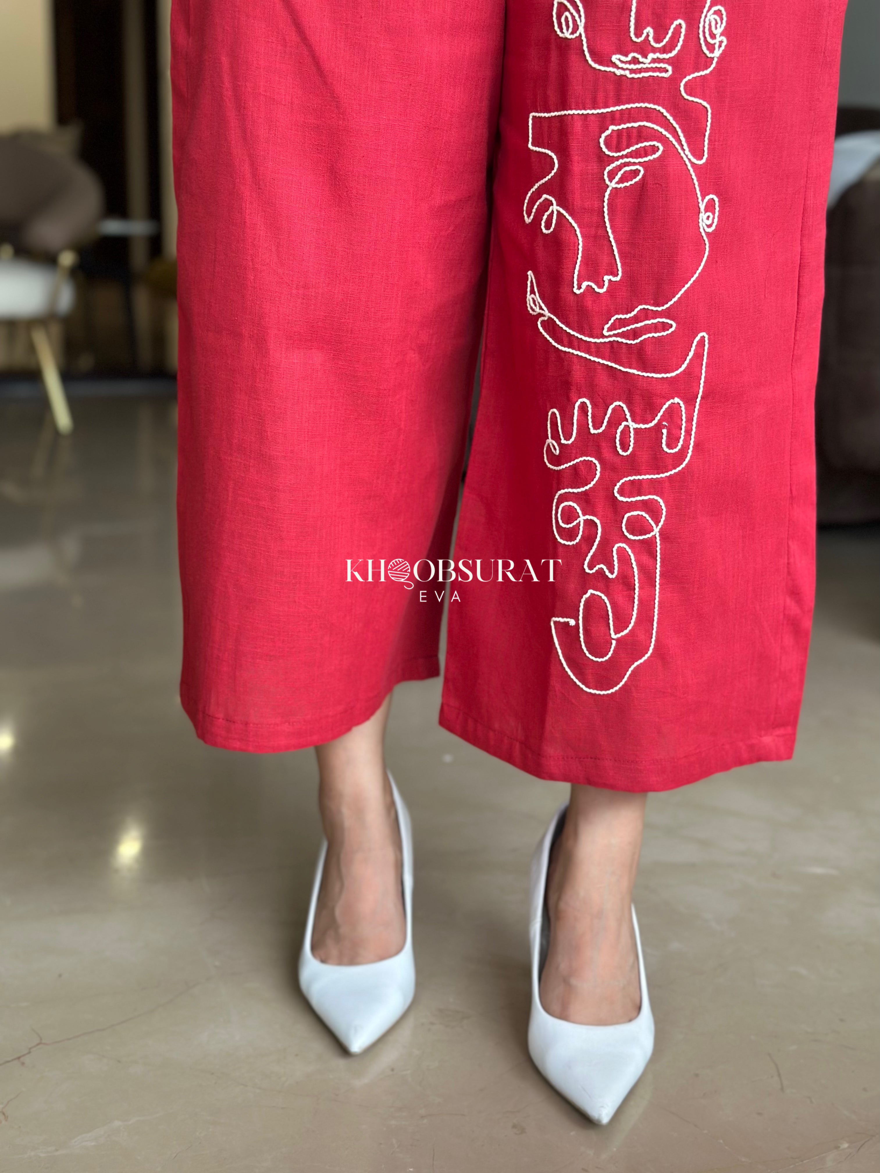 Stylish Red Casual Coord Set for Women - Comfortable Outfit for Daily Wear, Lounge & Travel