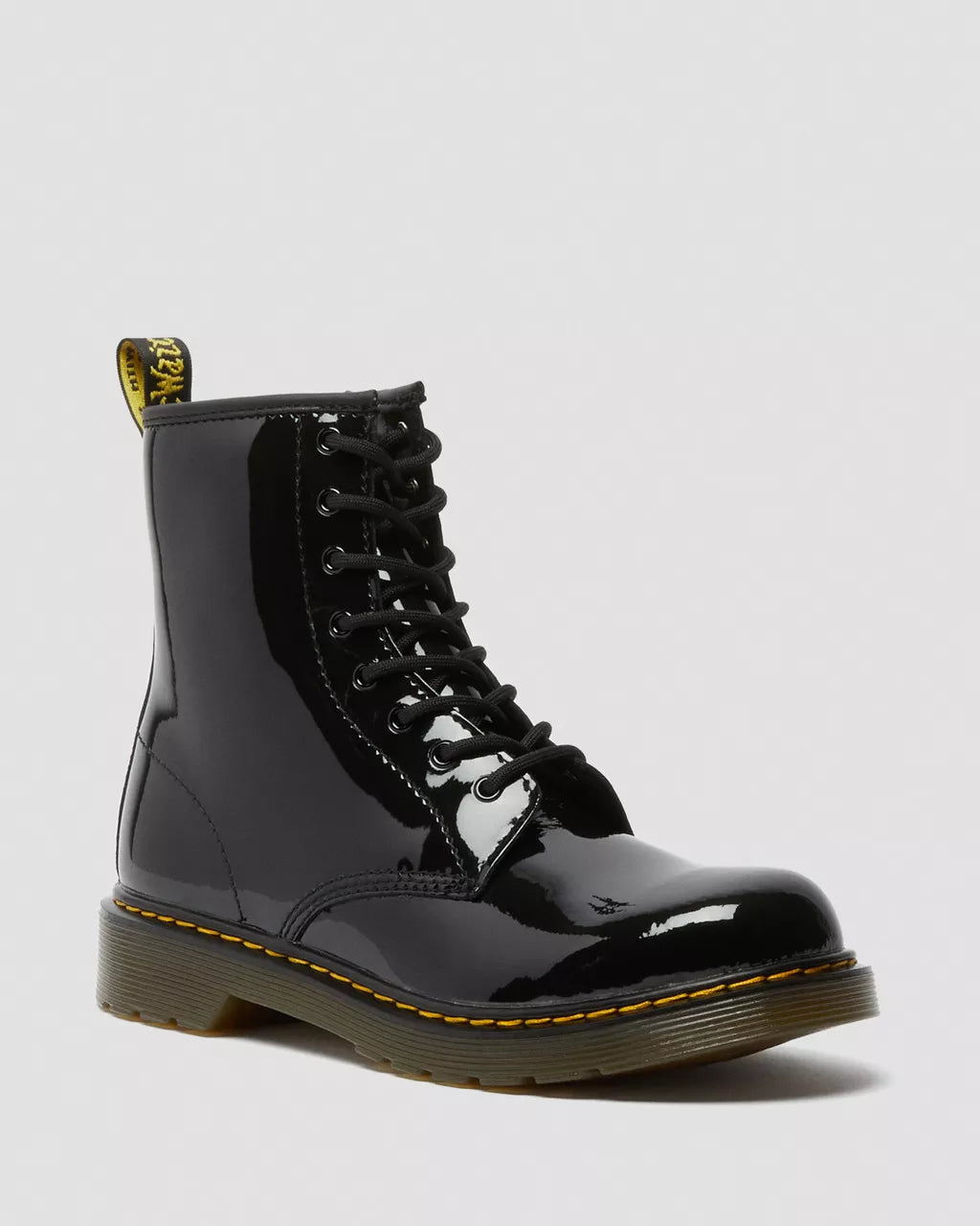 Dr. Martens 1460 Youth Patent Leather Lace Up Boots - Classic Black Shiny Ankle Boots for Boys & Girls - Perfect for School, Concerts & Everyday Wear