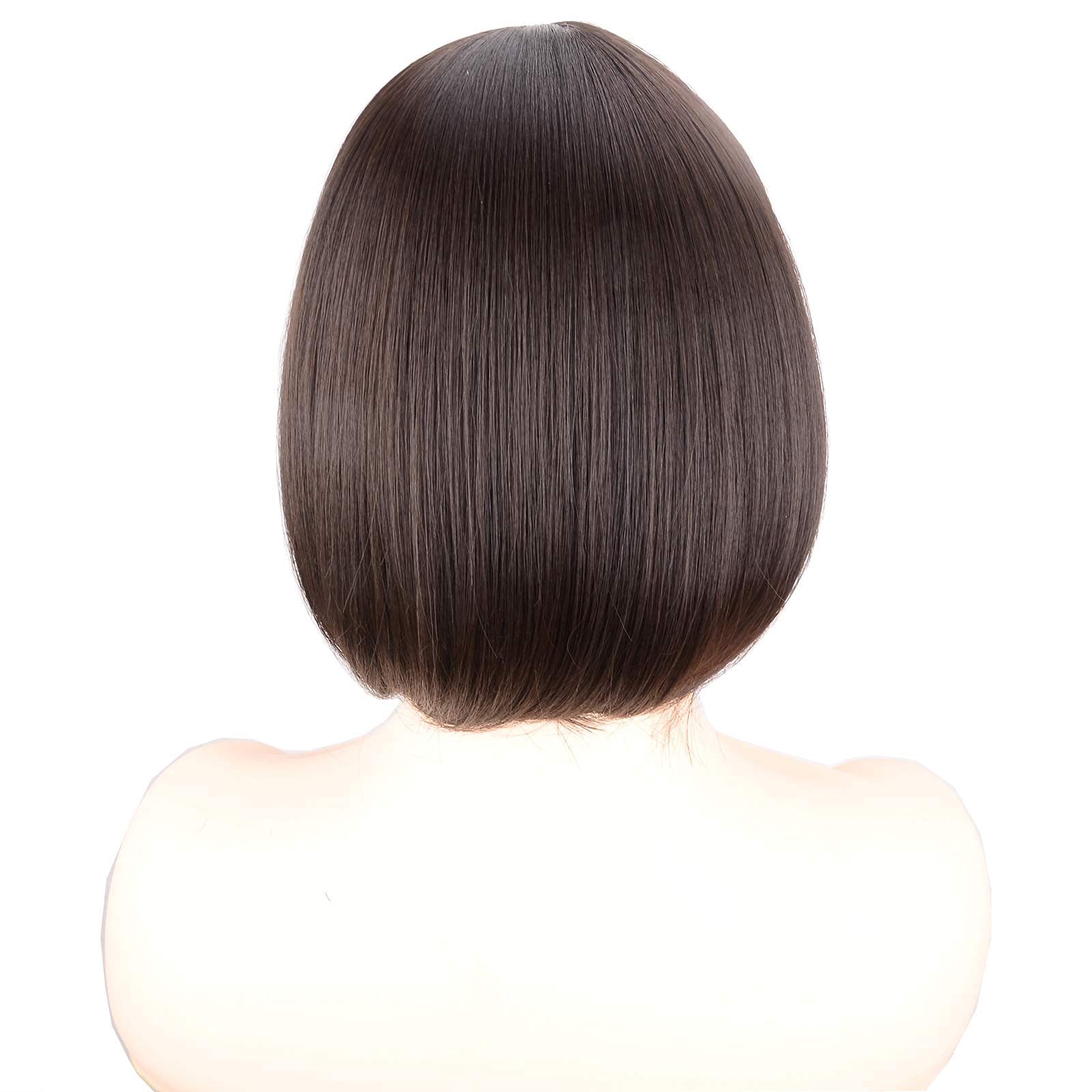 Short Bob Wig with Bangs - Straight Synthetic Hair Replacement for Women (Chocolate Brown) - Perfect for Cosplay, Daily Wear & Costume Parties