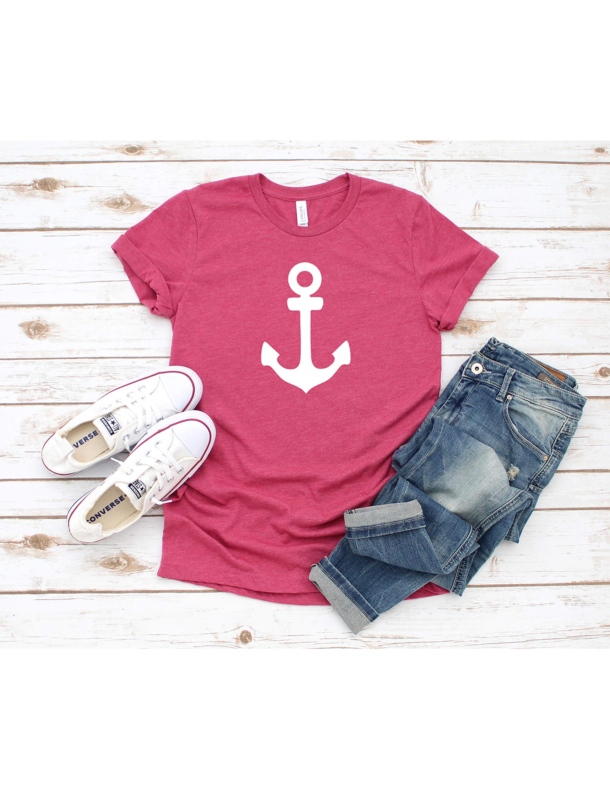 Anchor Graphic T-Shirt for Women - Casual Short Sleeve Top with Sailing & Ocean Design | Perfect for Beach Outings, Summer Vacations and Nautical Themed Events