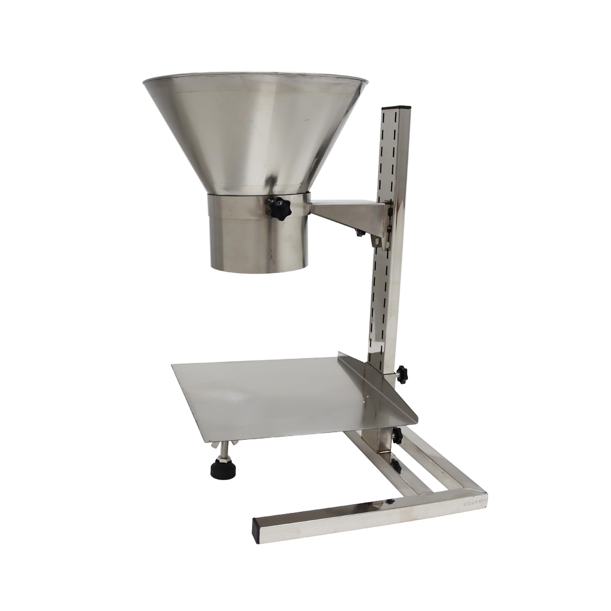 Premium Stainless Steel Feeding Hopper with Adjustable Support Stand - Manual Filling Funnel for Grains, Seeds & Pet Food - 5.5 Inch Wide Base - Perfect for Farm, Bakery & Home Kitchen Use