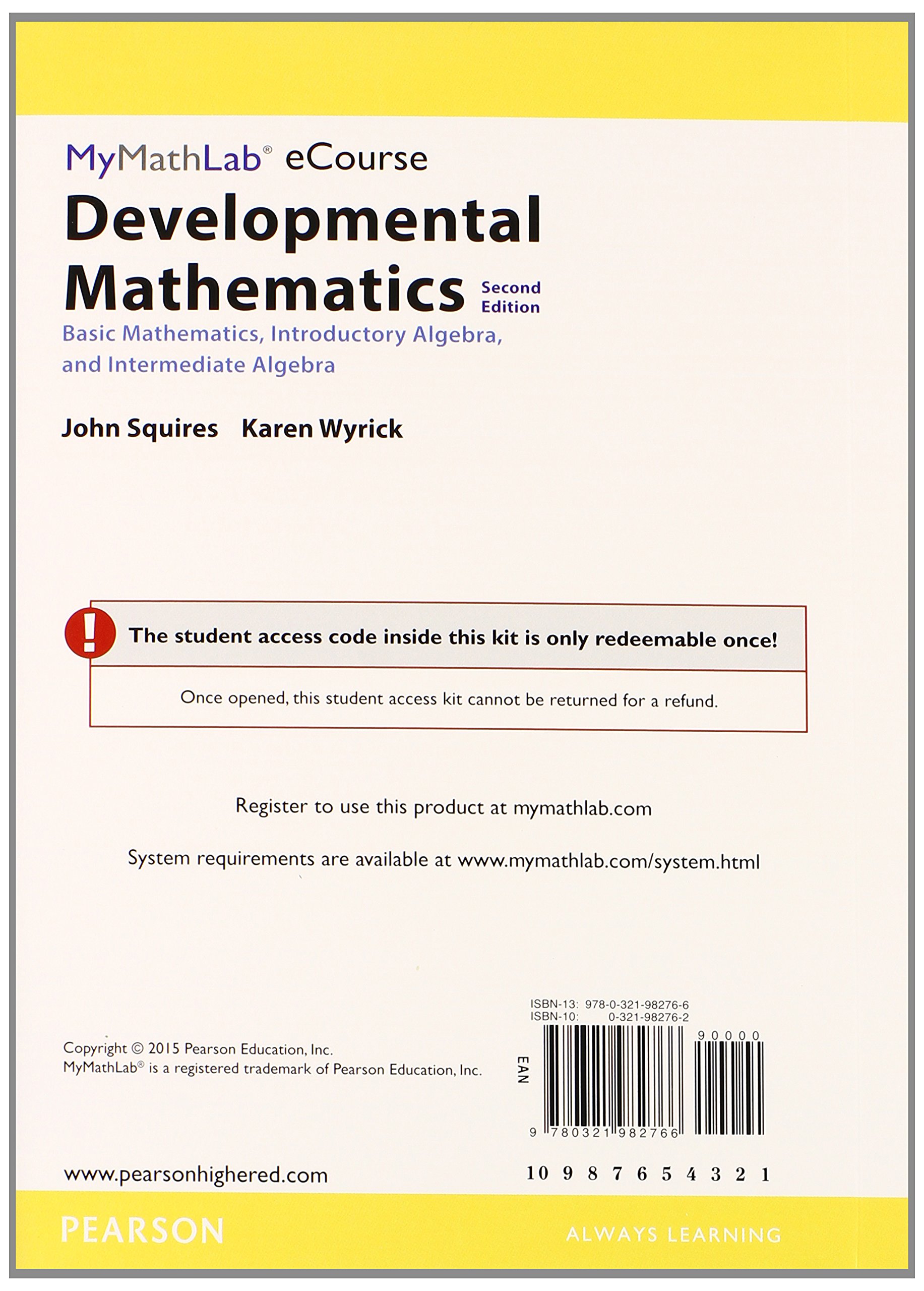 MyLab Math Access Card & Notebook for Squires/Wyrick Developmental Math - Basic Math, Introductory & Intermediate Algebra | Digital Learning Tools for College Students & Homeschooling