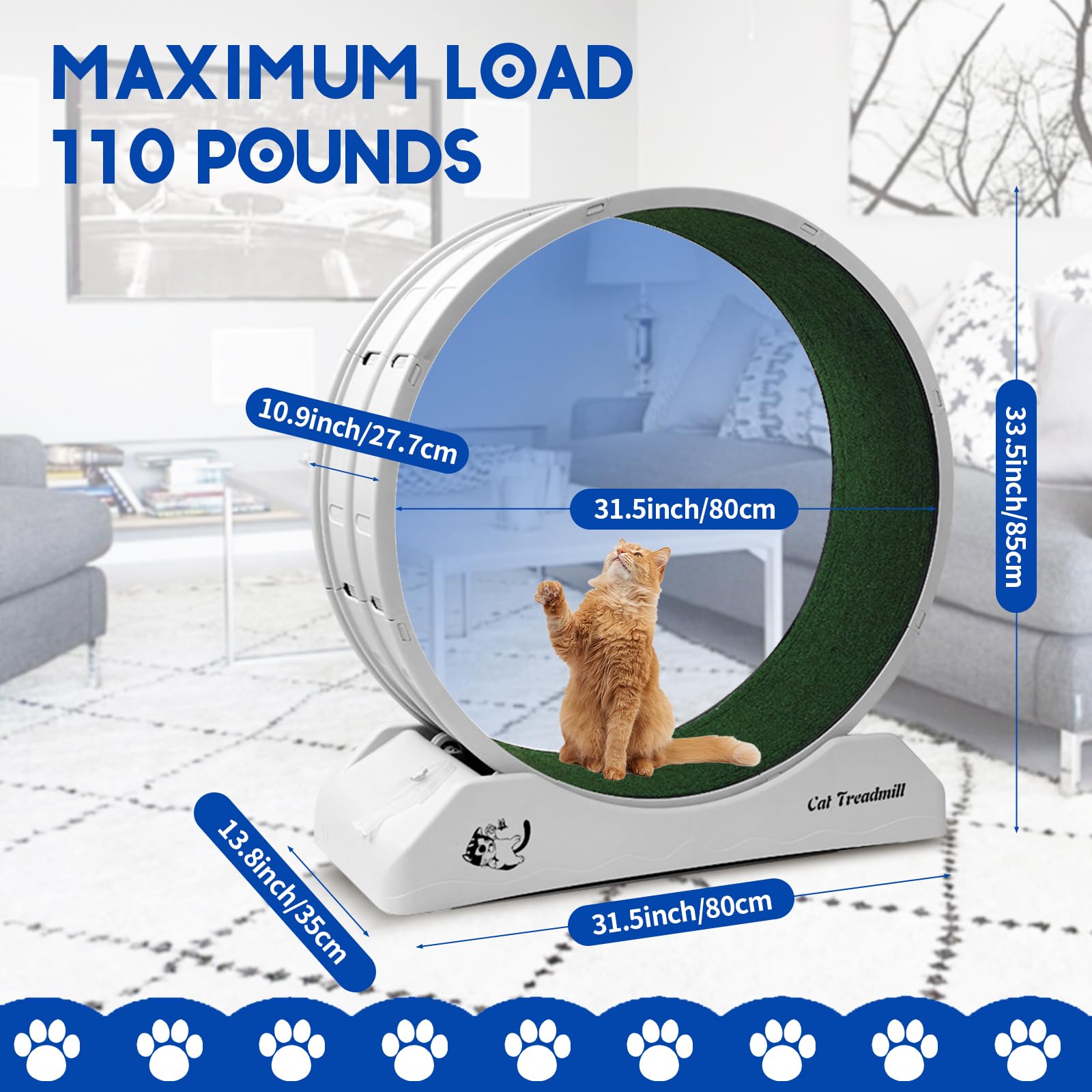 Homegroove Cat Exercise Wheel - Indoor Cat Running Wheel with Carpeted Runway, Durable Plastic Cat Treadmill for Fitness & Weight Control - Perfect for Active Cats' Daily Exercise & Playtime at Home
