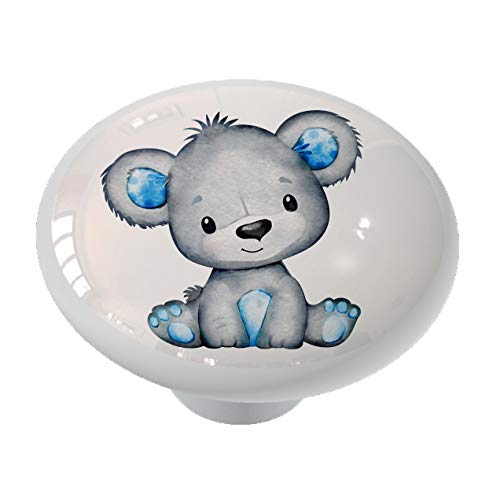 Beary Blue Koala Bear Drawer Knobs - Cute Animal Cabinet Handles for Kids Room, Nursery & DIY Furniture (Set of 4) - Perfect for Dressers, Wardrobes & Storage Cabinets