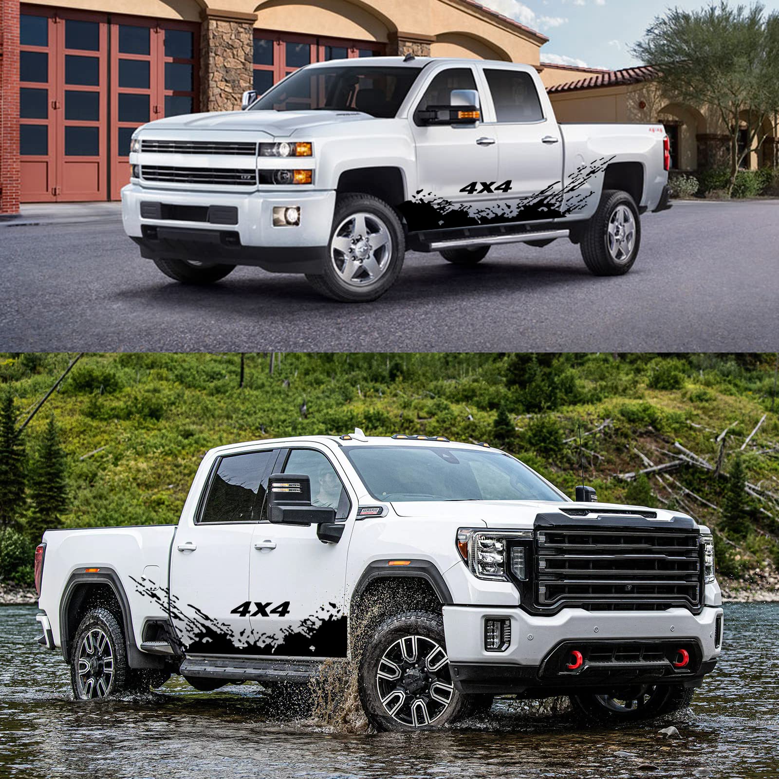 Truck Car Stickers - Large Vinyl Decals for Pickup Trucks & SUVs | 4x4 Racing Stripes & Wave Graphics | Durable Body & Door Decals for Men (Black) - Perfect for Off-Road Adventures & Custom Vehicle Styling