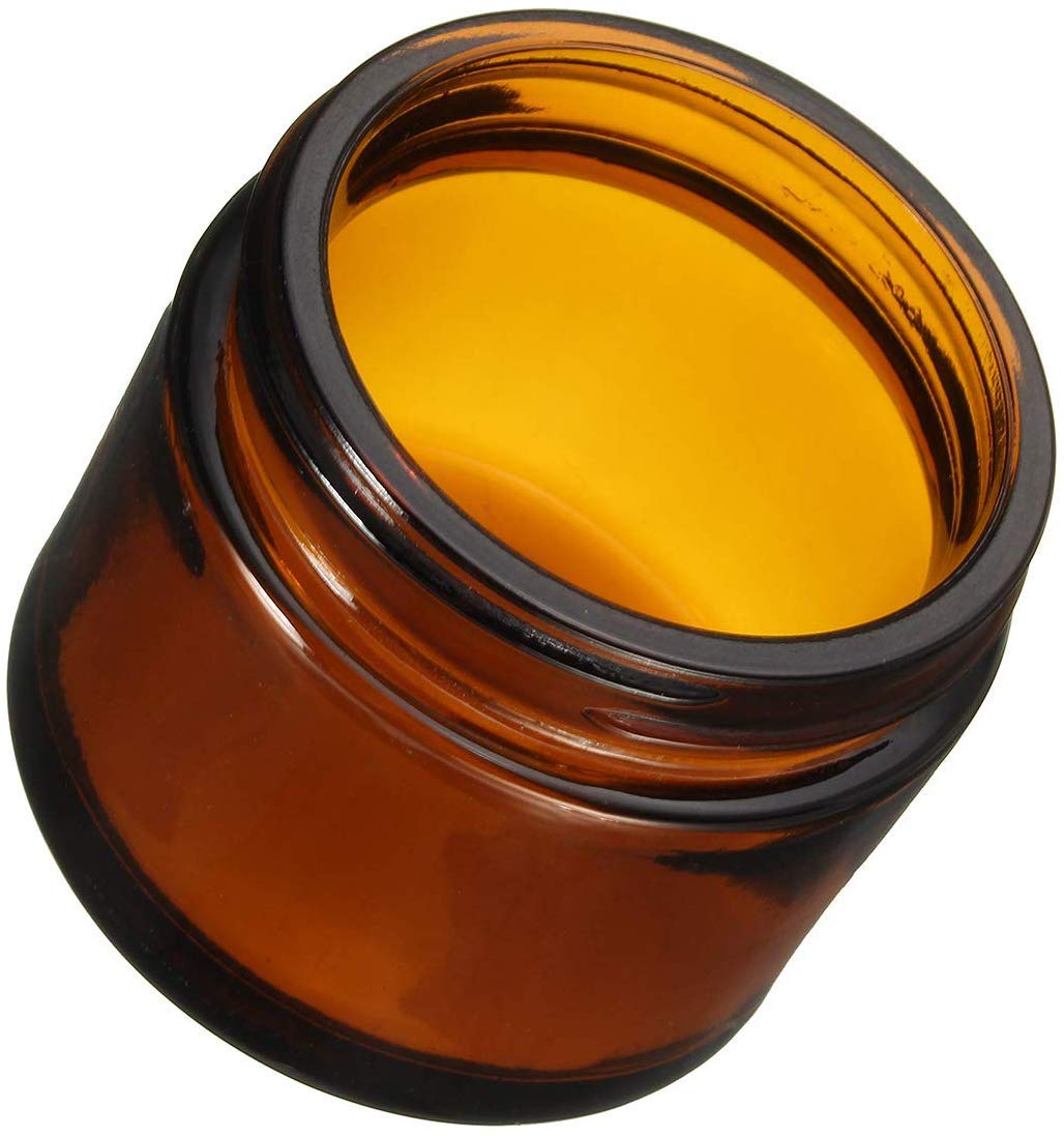 Premium 60ML (2oz) Amber Glass Jars with Black Lid & White Liner - Airtight Cosmetic Containers for Salve, Cream, Makeup Storage | Refillable Travel-Size Jars for Skincare, DIY Beauty & Essential Oils (Set of 2)