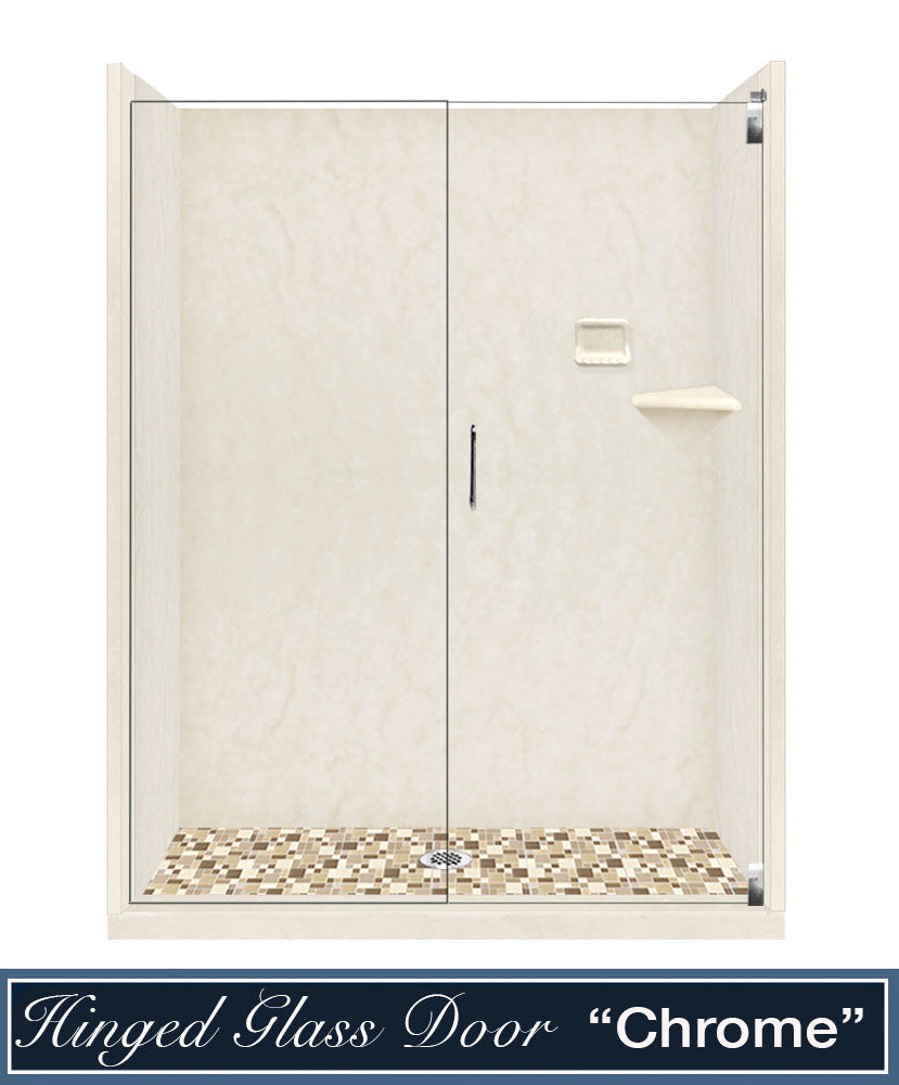 Rafe Marble Tuscany Mosaic Alcove Shower Kit - Premium Bathroom Upgrade with Elegant Stone Design for Modern Homes & Luxury Hotels