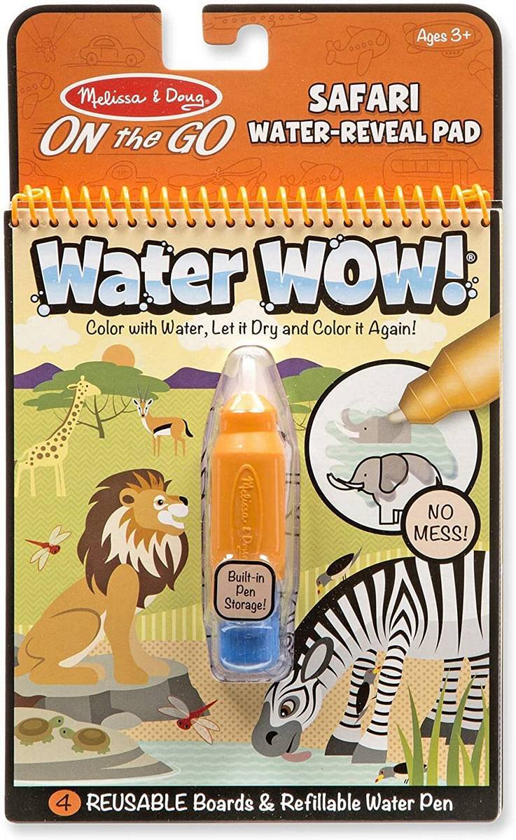 Melissa & Doug On The Go Water Wow! Safari - Reusable Water Reveal Activity Book for Kids - Perfect for Travel, Road Trips & Airplane Entertainment