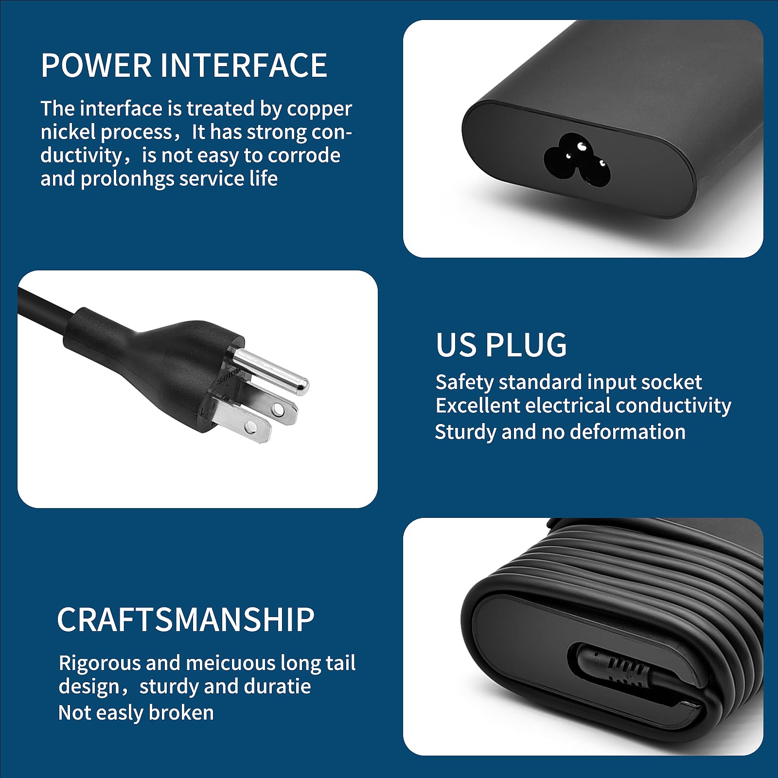 130W USB C Laptop Charger for Dell XPS 15 17 2-in-1, Precision & Latitude Series - 20V 6.5A AC Power Adapter - Perfect for Home, Office & Travel Use