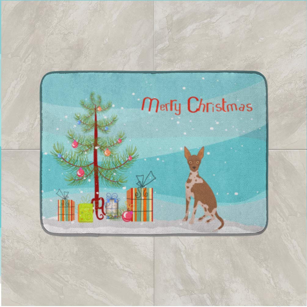 Tan Abyssinian Dog Christmas Tree Memory Foam Bath Mat - Non-Slip Machine Washable Rug for Bathroom, Kitchen & Living Room - Perfect Pet Lover Gift for Holidays & Home Decor