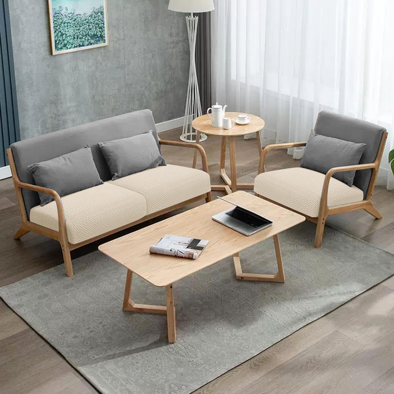 Waterproof Stretch Sofa Cushion Covers - Washable Furniture Protector Slipcovers for Armchair, Loveseat & Sofa (Beige, 1 Piece) | Spill-Proof & Pet-Friendly Home Decor for Living Room, Bedroom & Office