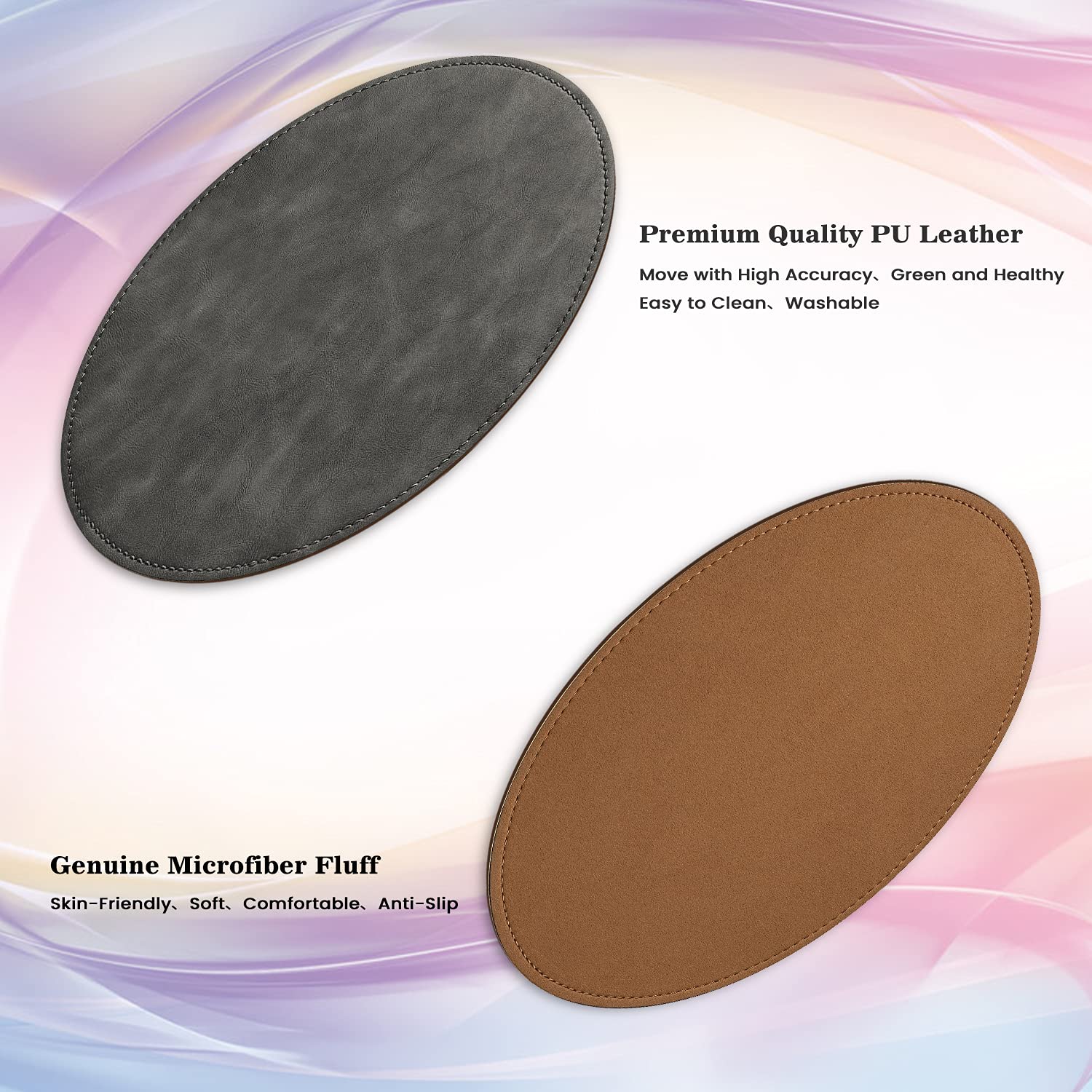 Premium Round PU Leather Mouse Pad with Stitched Edge & Non-Slip Microfiber Base - Waterproof Desk Mat for Computer, Laptop, Gaming (9x9 Inch, Orange) - Perfect for Office, Home & Gaming Setups