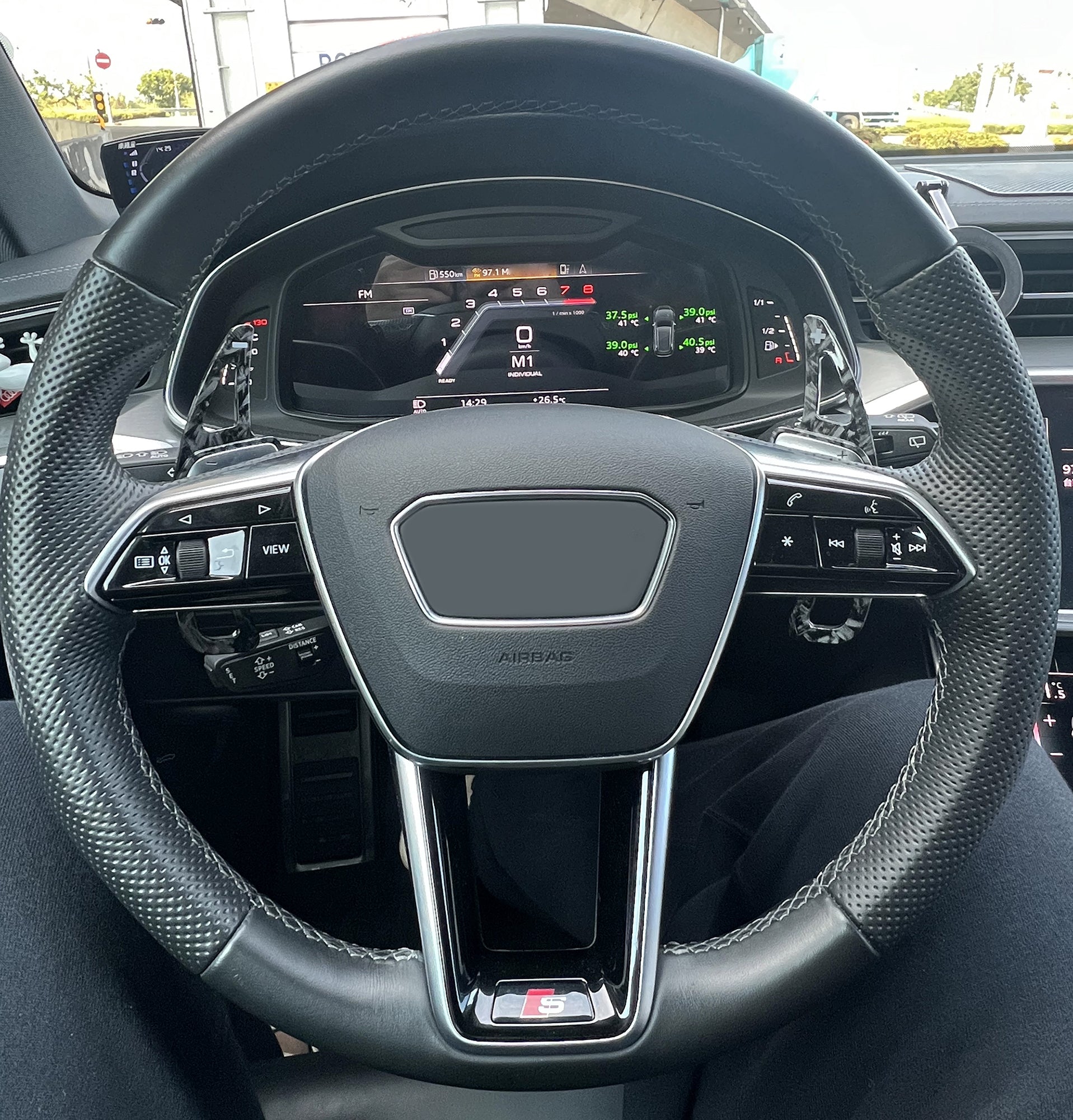 Premium Forged Carbon Fiber Steering Wheel Paddle Shifters for Audi A3 A4 A5 A7 Q5 Q7 - Upgrade Your Driving Experience with Sporty Gear Shifting (Perfect for Racing & Performance Driving)