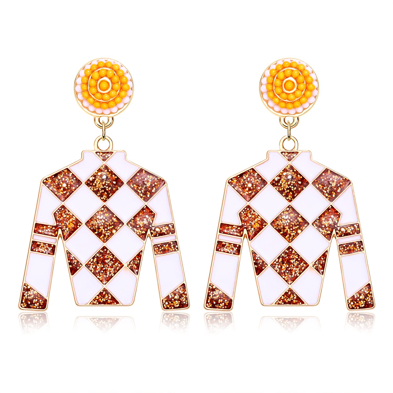 Sparkling Western Style Dangle Earrings for Women - Glitter Derby Riding Suit Drop Earrings, Cute Horse Racing Fan Jewelry Gift | Perfect for Rodeo, Equestrian Events & Country Fashion
