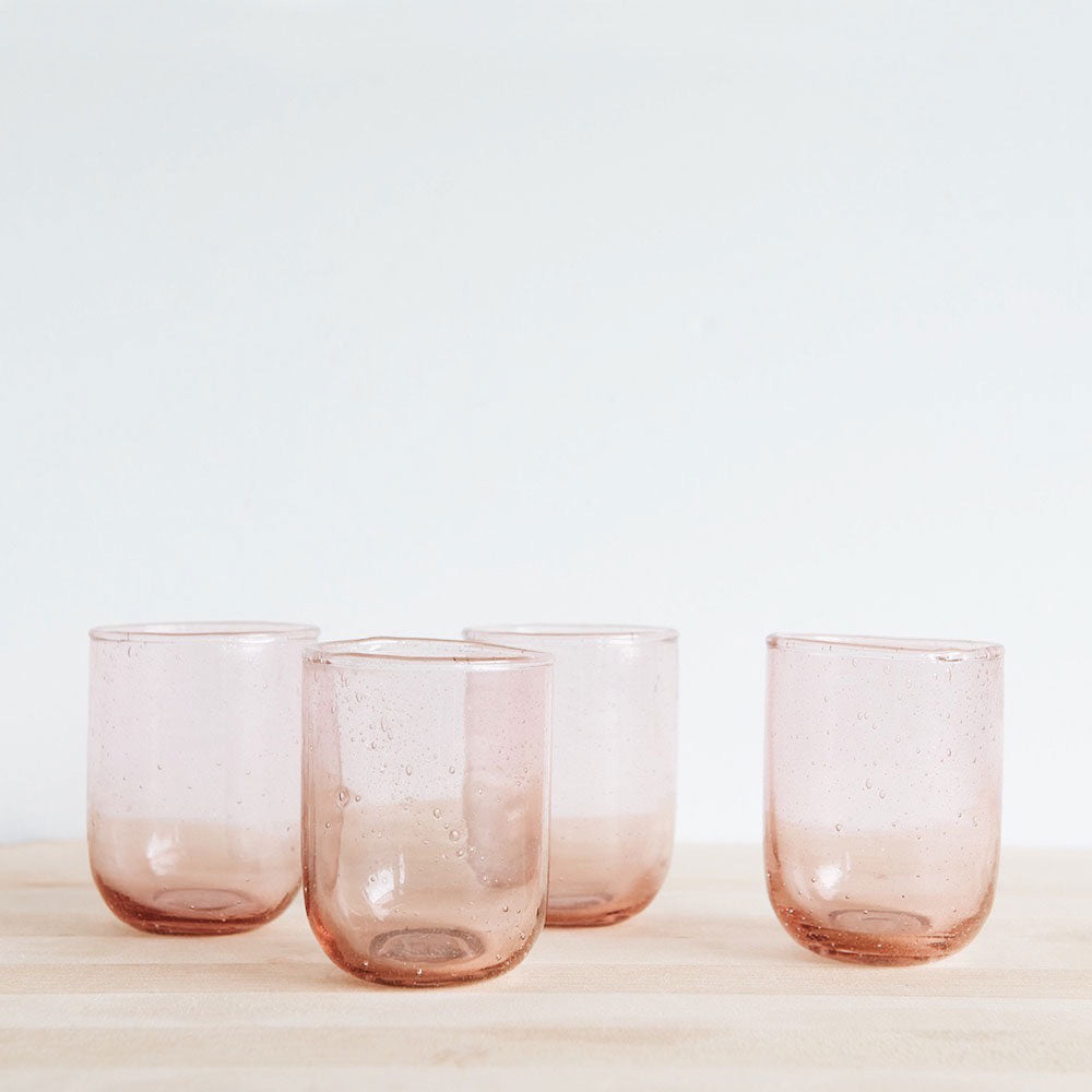Hand Blown Glass Tumblers with Petal Design - Elegant Drinking Cups for Home, Office, and Outdoor Use