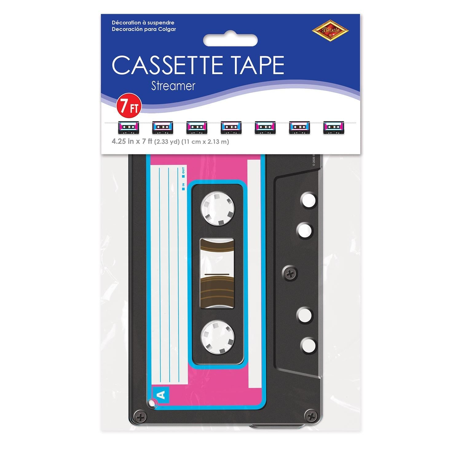 12 Pack Beistle Cassette Tape Party Streamers - Retro 80s Themed Party Decorations for Birthday, Graduation & Music Theme Events