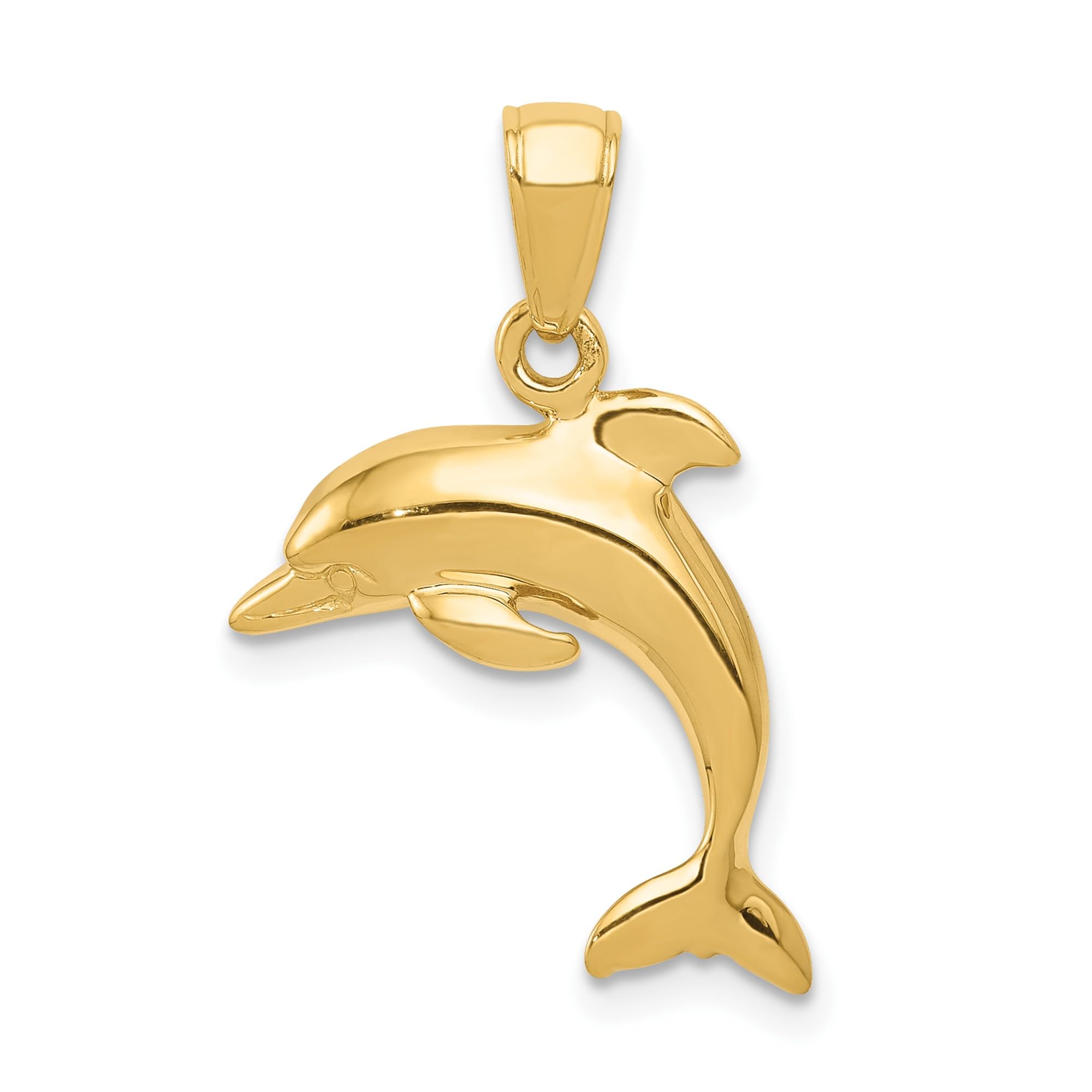 10K Solid Yellow Gold Sea Dolphin Necklace - Ocean Fish Pendant Jewelry for Women - Perfect Summer Beach Nautical Charm Gift for Her | Birthday, Anniversary, Valentine's Day