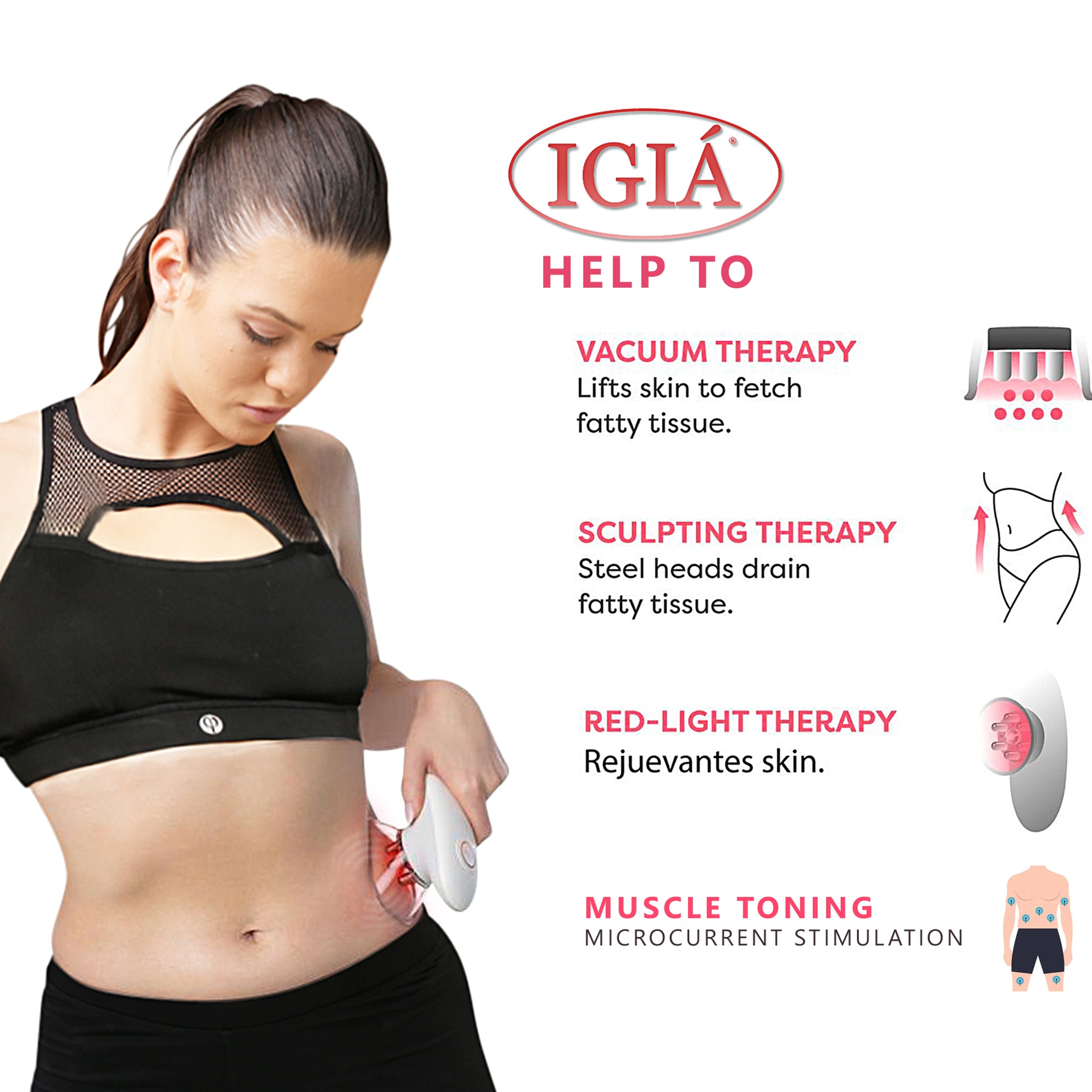 IGIA 4-in-1 Body Toning, Firming & Sculpting Massager - Professional Muscle Stimulator for Home Gym, Post-Workout Recovery & Spa Relaxation