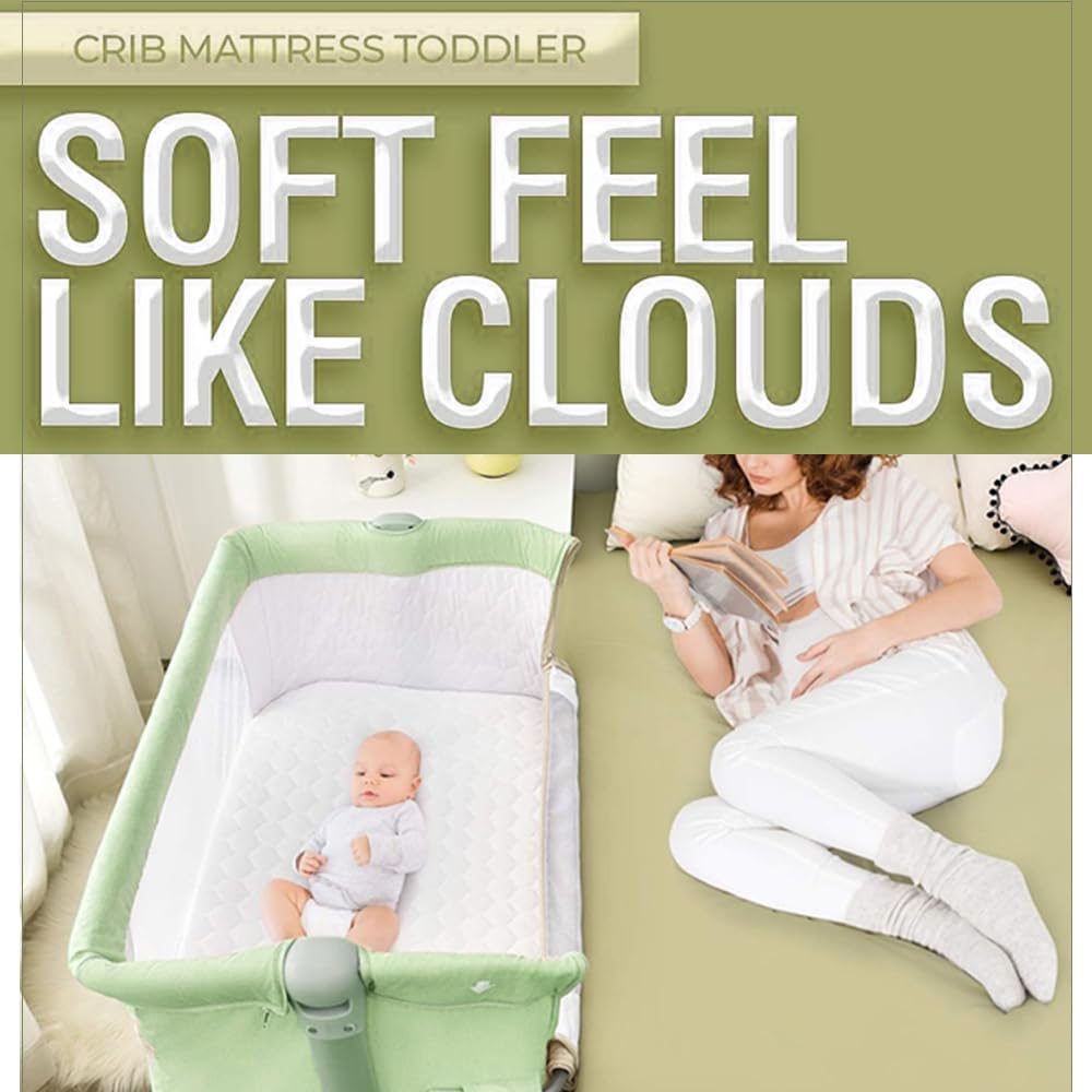 Brillars Baby Crib Mattress for Next to Me Cot Bed - Hypoallergenic Foam Mattress with Removable Quilt Cover (83x50x5cm) - Perfect for Travel, Nursery & Co-Sleeping