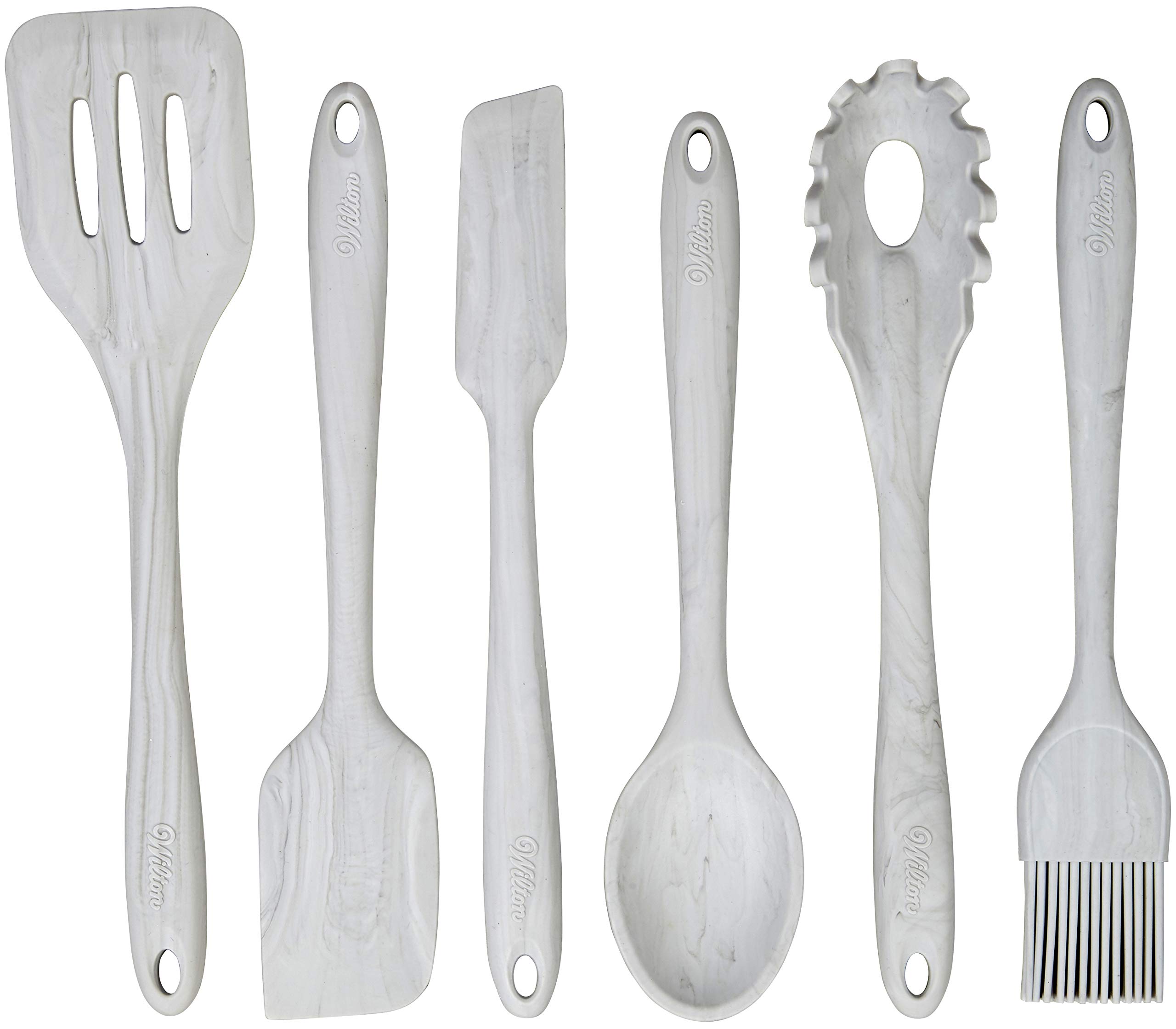 Wilton Marble Silicone Kitchen Utensils Set - 6-Piece Non-Slip Heat Resistant Cooking Tools for Baking, Mixing & Serving - Perfect for Home Chefs & Gift Giving