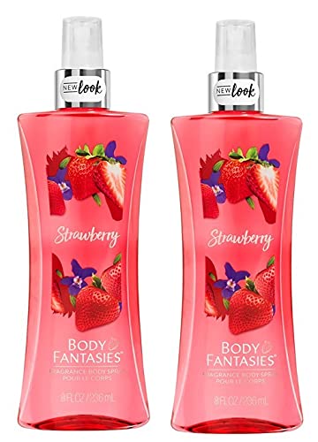 Body Fantasies Signature Strawberry Fragrance Body Mist for Women & Girls, 8oz (236ml) | Long-Lasting Perfume Spray, Alcohol-Free, No Gas | Pack of 2 | Perfect for Daily Use, Gym, Office & Date Night