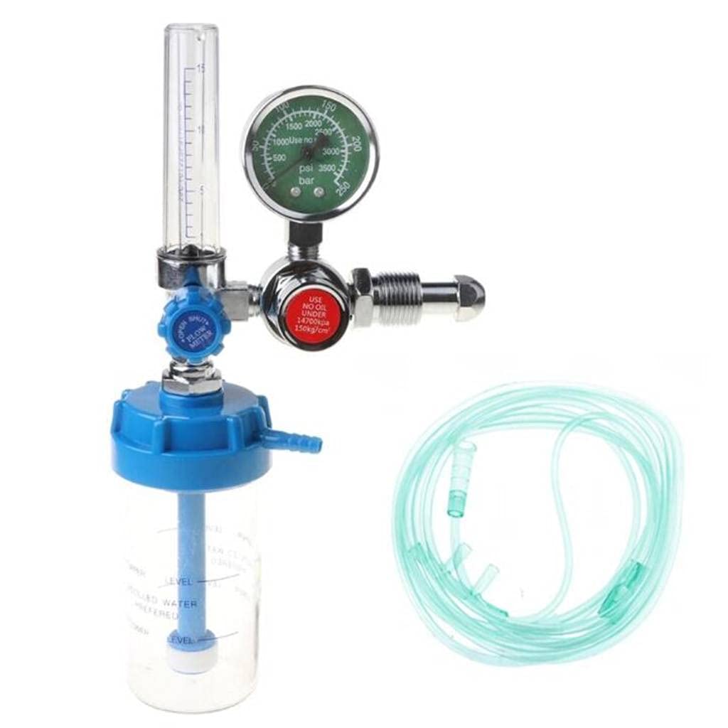 SAZ DEKOR Oxygen Flowmeter Regulator with Pressure Gauge - Medical Gas Flow Control for Inhalation Therapy, Home & Hospital Use