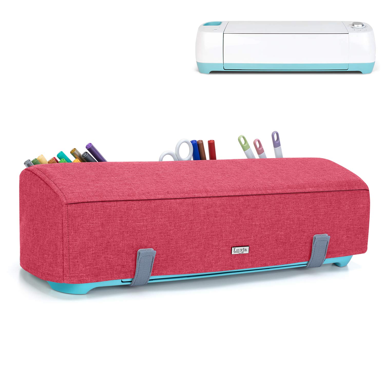 Luxja Dust Cover for Cricut Explore Air & Air 2 - Protective Machine Cover with Back Pockets (Red) - Perfect for Craft Room Storage & Vinyl Cutting Machine Protection