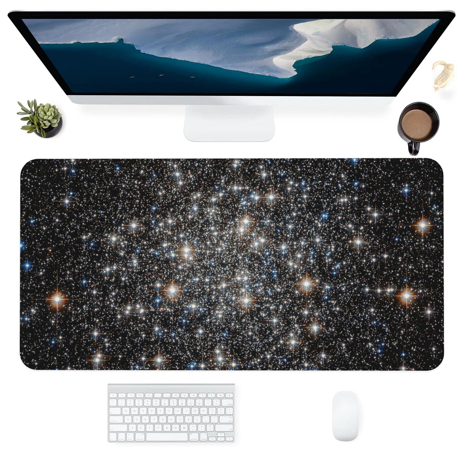Premium Starry Sky Design Extended Gaming Mouse Pad - Non-Slip PU Leather Desk Mat with Stitched Edges & Rubber Base (31.5×15.7 Inch) - Waterproof Large Mouse Pad for PC, Laptop, Office & Home Workspace - Perfect for Gaming, Typing and Computer Work