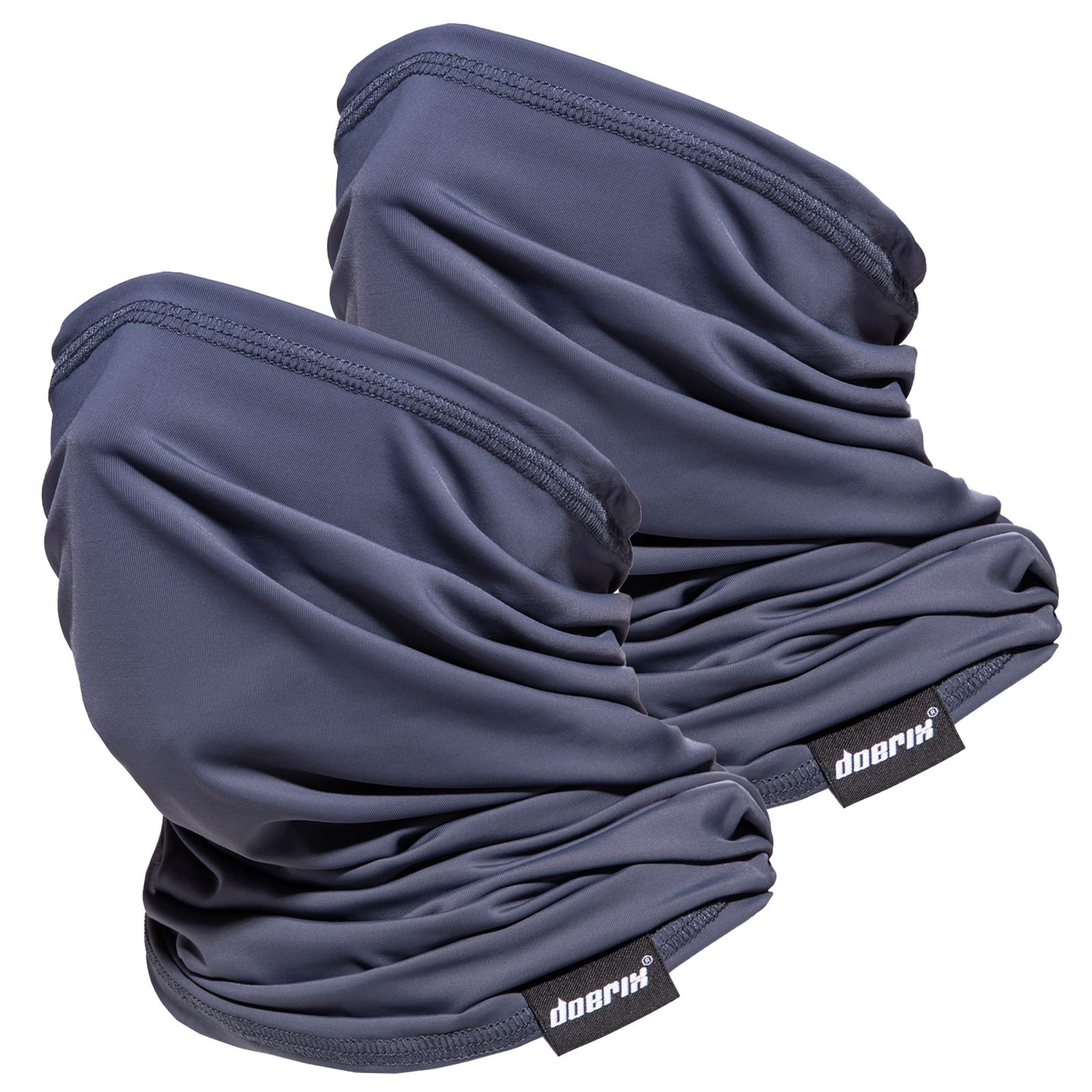 Reusable Neck Gaiter Face Mask - Washable Cloth Bandana for Sun & Dust Protection - Balaclava Scarf Shield (Solid Gray, 2-Pack) - Perfect for Outdoor Sports, Hiking & Daily Commute