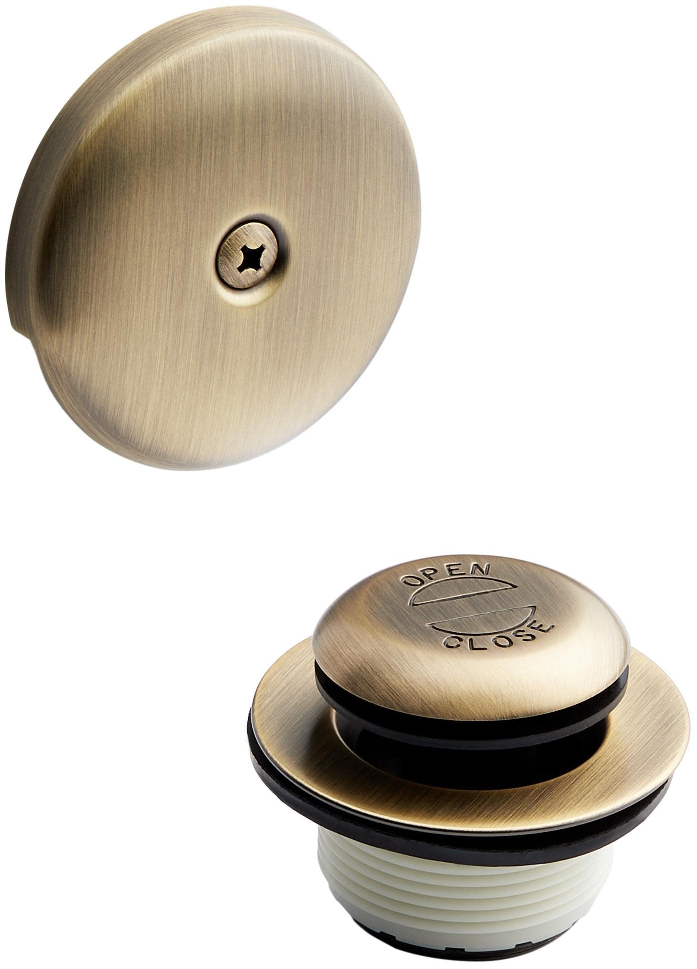 Signature Hardware 948039 Pop-Up Drain with Overflow Cover for Alcove Tub - Aged Brass - Durable Bathroom Drain for Bathtubs - Perfect for Home Renovation & Spa-Like Bath Experience