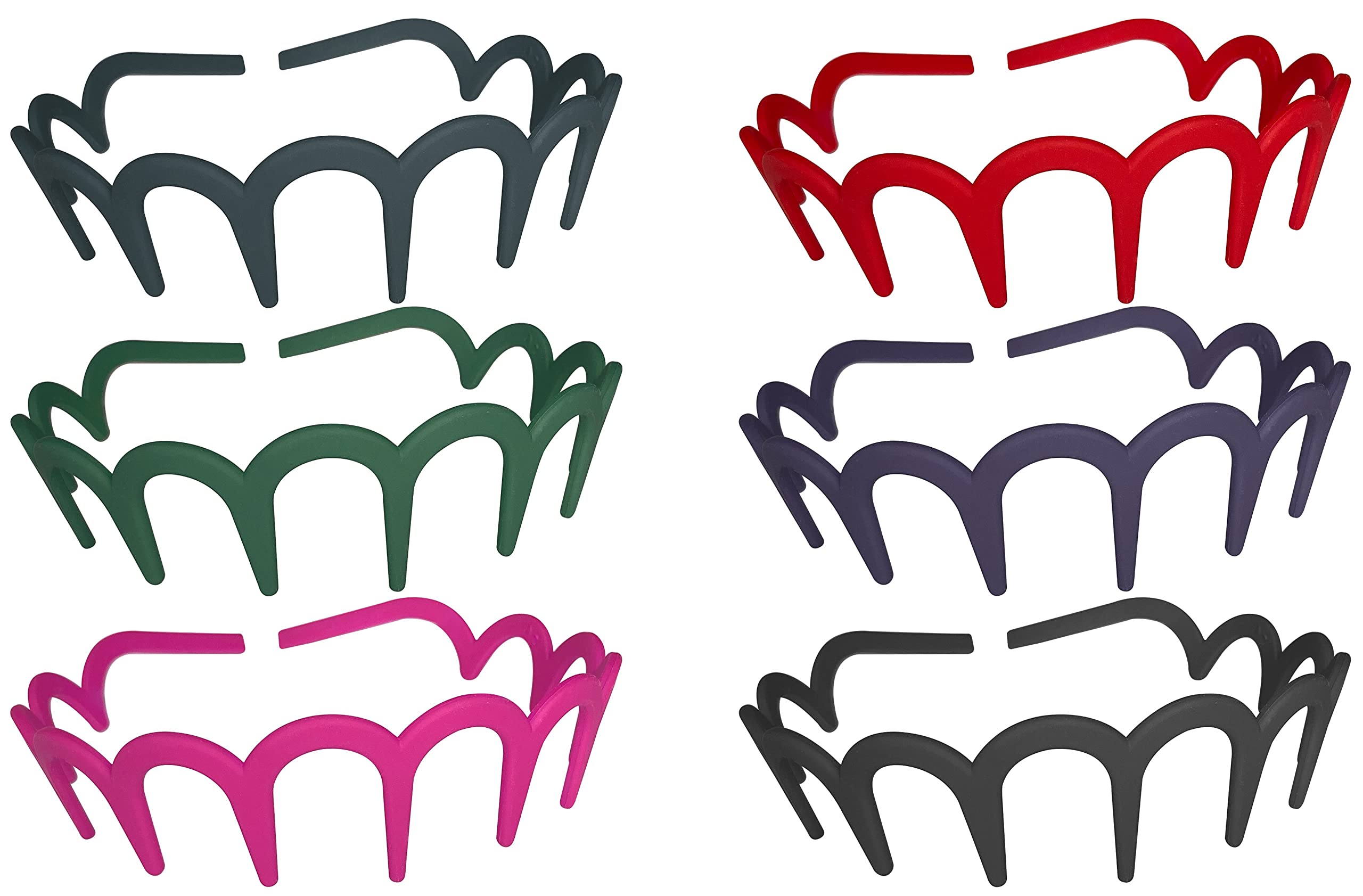 ANNA CREATIONS Matte Multicolor Plastic Hair Clips - Fancy Teeth Comb Hair Bands for Women & Girls (6-Pack) - Perfect for School, Parties & Everyday Styling